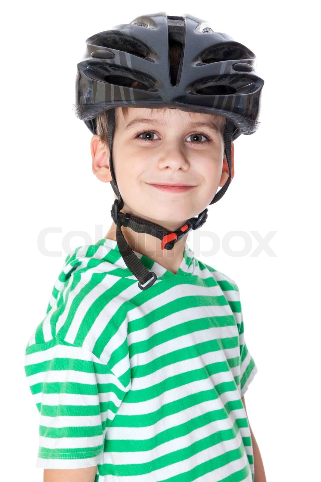 Boy bicyclist with helmet Stock image Colourbox