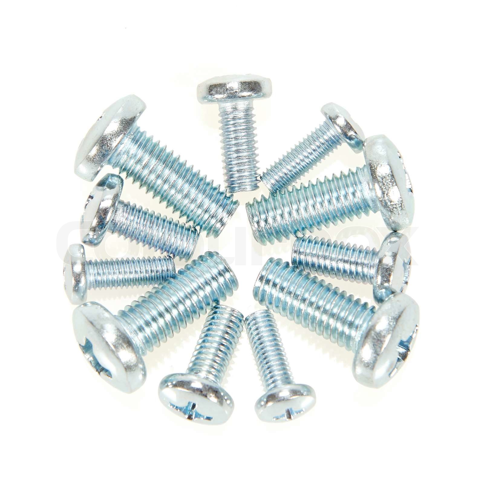 Galvanised bolts Stock image Colourbox