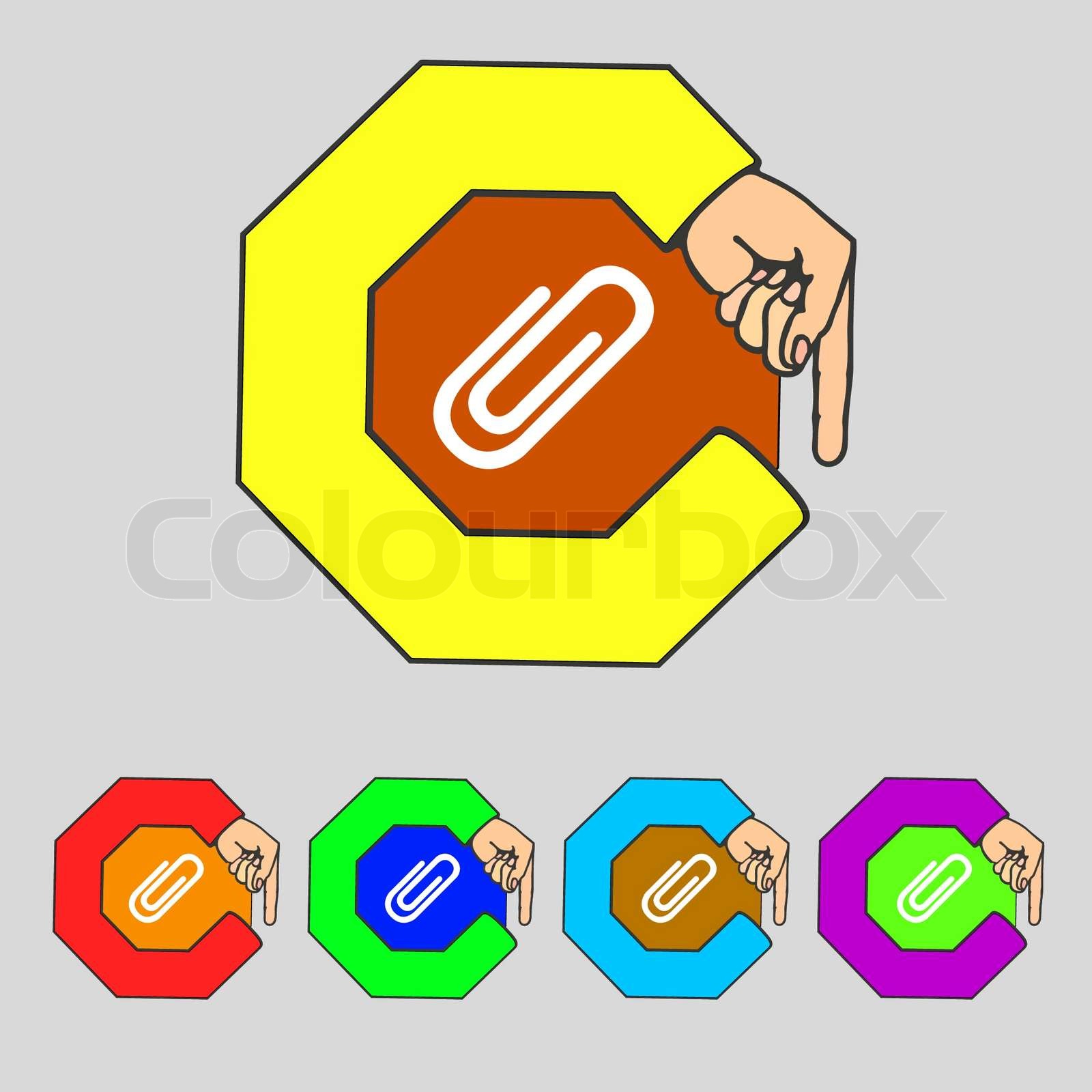 Paper clip sign icon. Clip symbol. Set colourful buttons. Vector