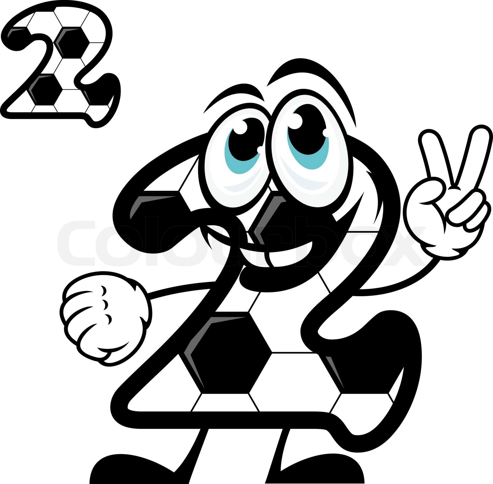 Cute number 2 with a hexagonal soccer pattern | Stock vector | Colourbox