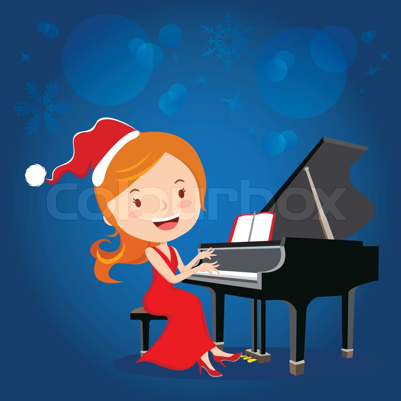 Christmas piano performance | Stock vector | Colourbox
