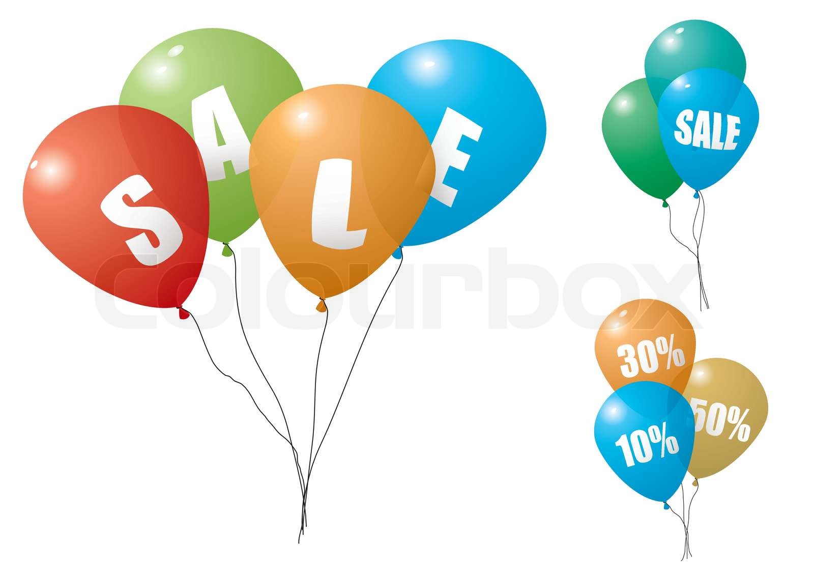 Collection of colorful balloons with discount sale text Stock vector