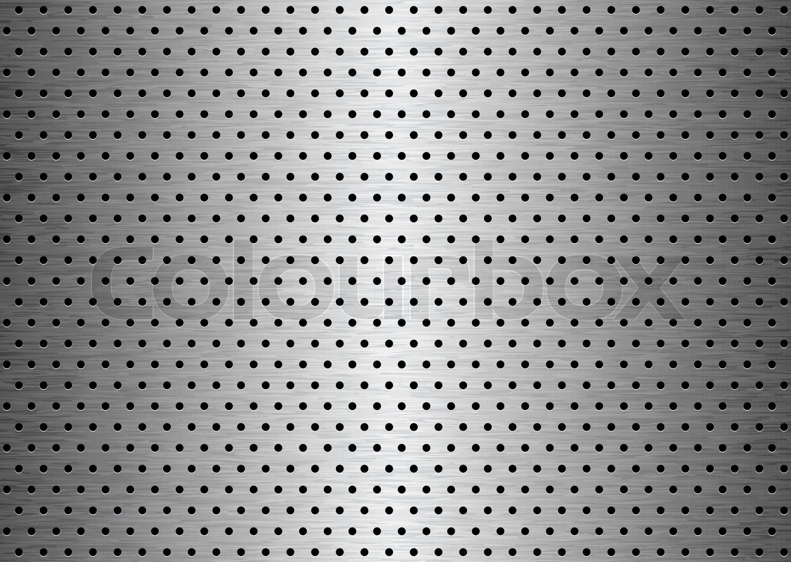 Brushed sheet metal plate background with holes with grain Stock
