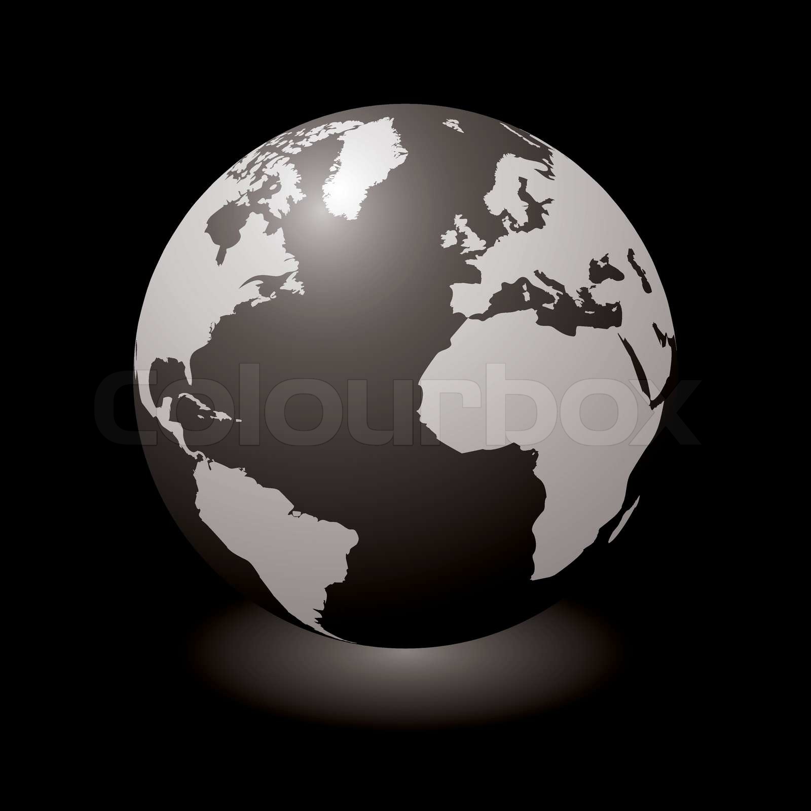 Modern globe with light shadow and black background | Stock vector