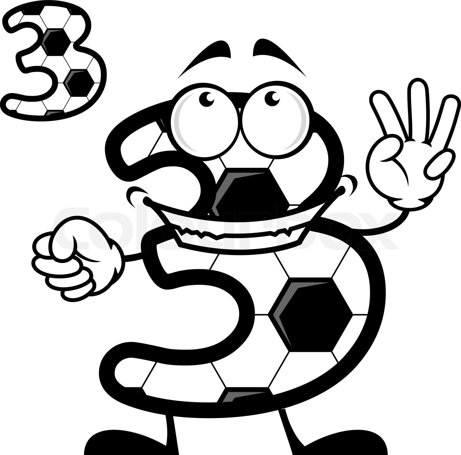 Cute number 3 with a soccer ball pattern Stock vector Colourbox