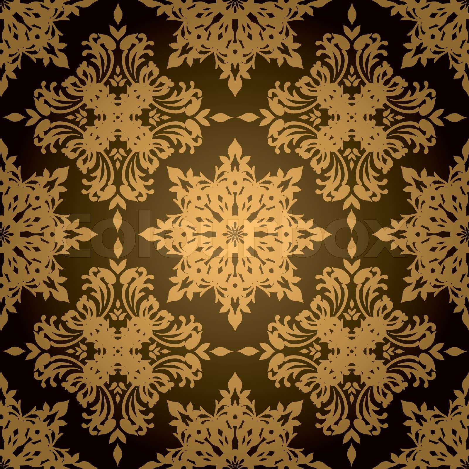 Gold and black gothic style wallpaper design that repeats Stock