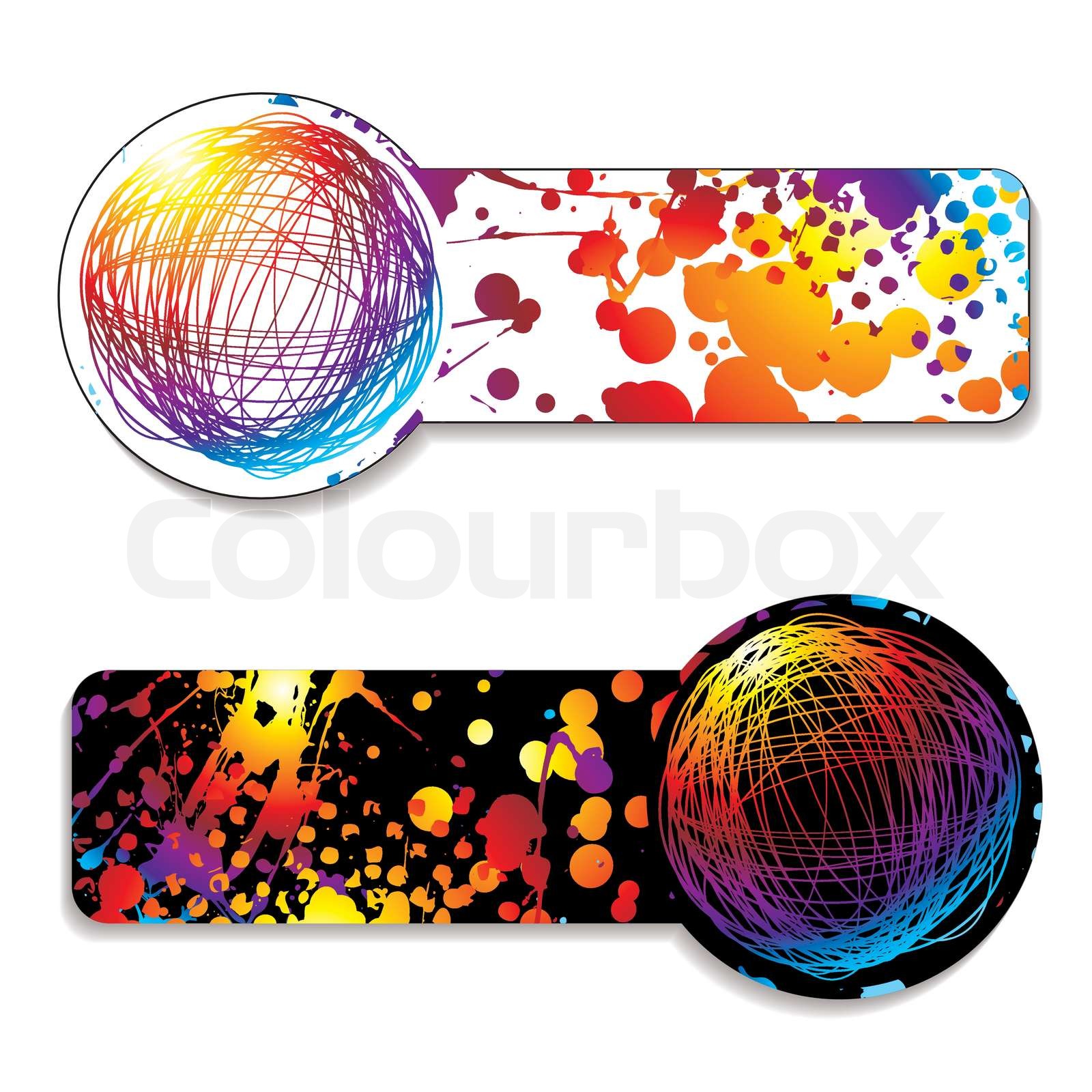 Rainbow ink splat with scribble icon and color variation | Stock vector