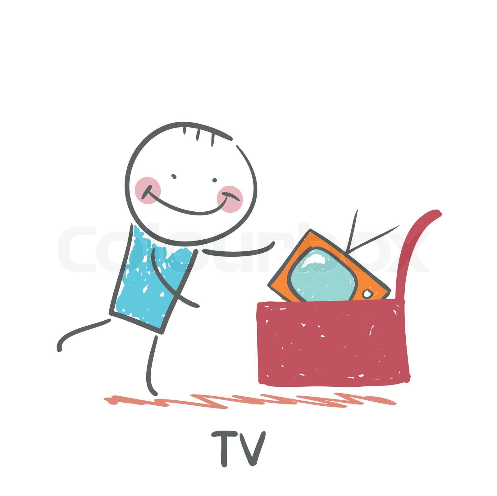 man bought a TV Stock vector Colourbox