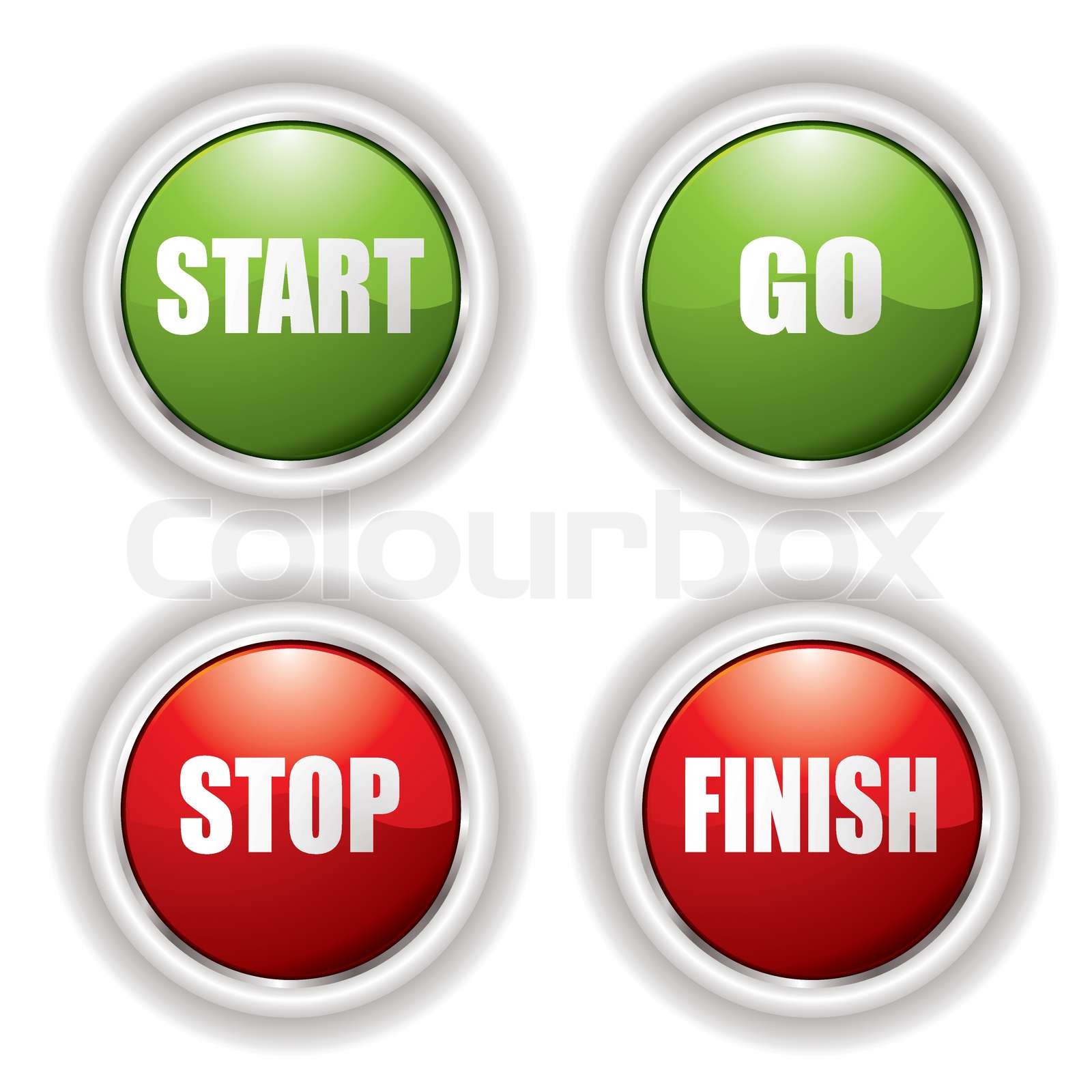 Stop start buttons in red and green with silver bevel | Stock vector ...