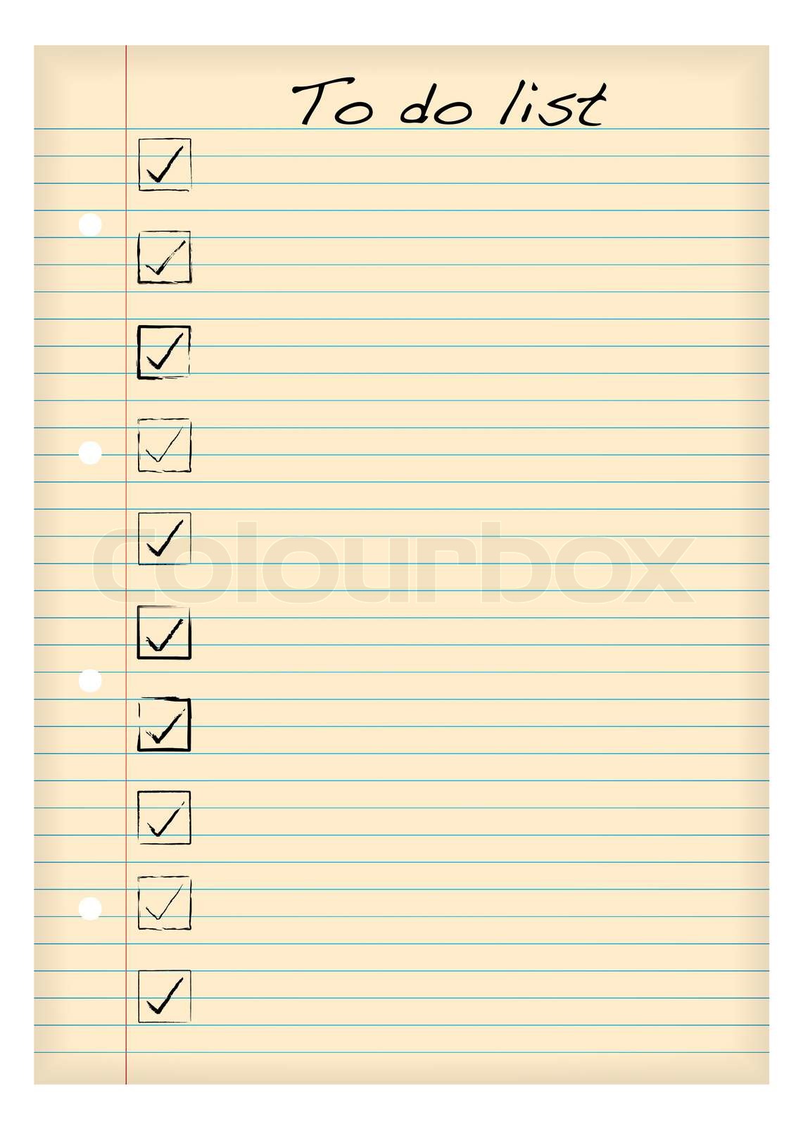 To do-Liste auf Alter a4 Papier mit Linien | Stock-Vektor | Colourbox