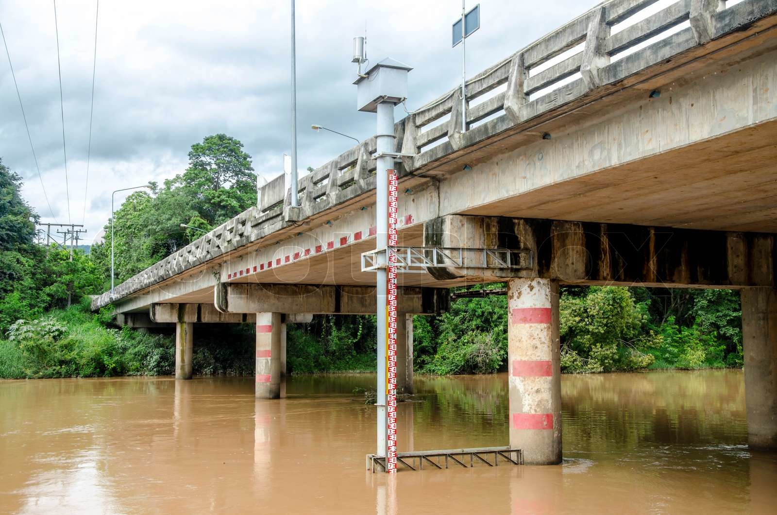 Water level meter equipment on the river | Stock image | Colourbox