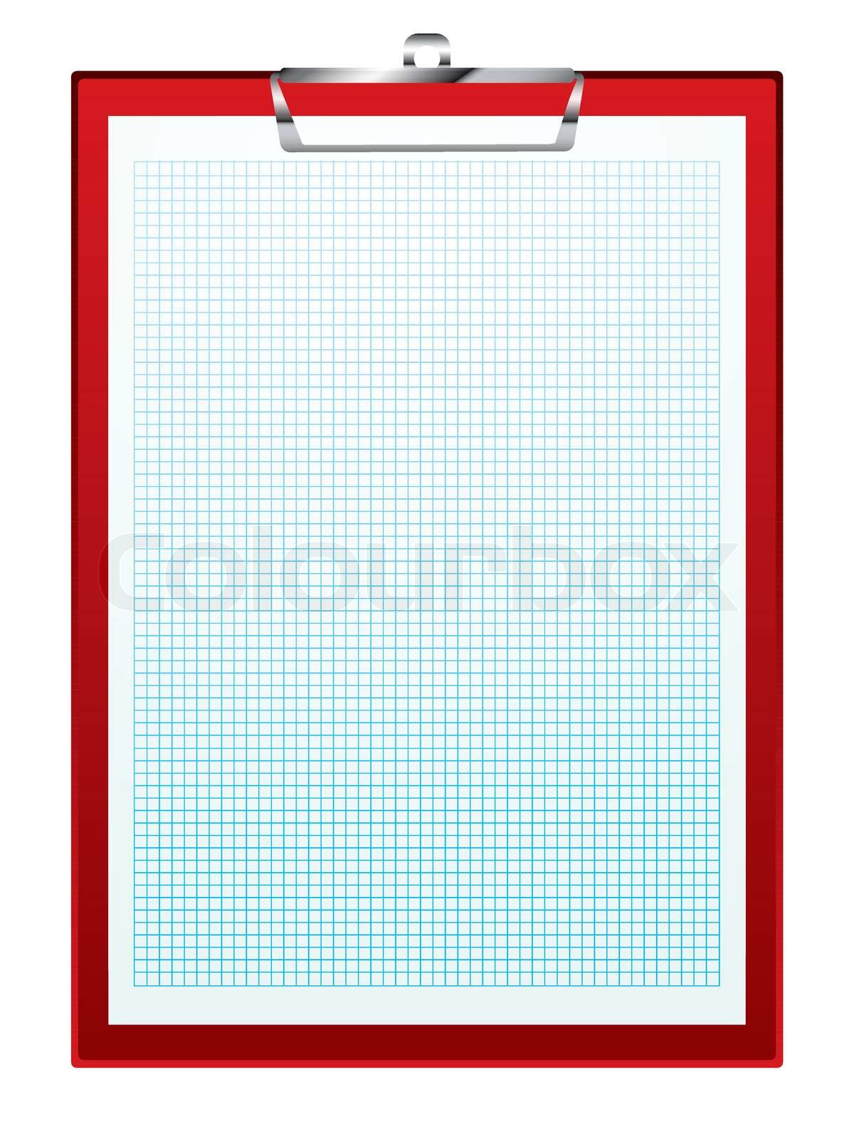 Red clip board with blue sqaure graph paper math concepts Stock
