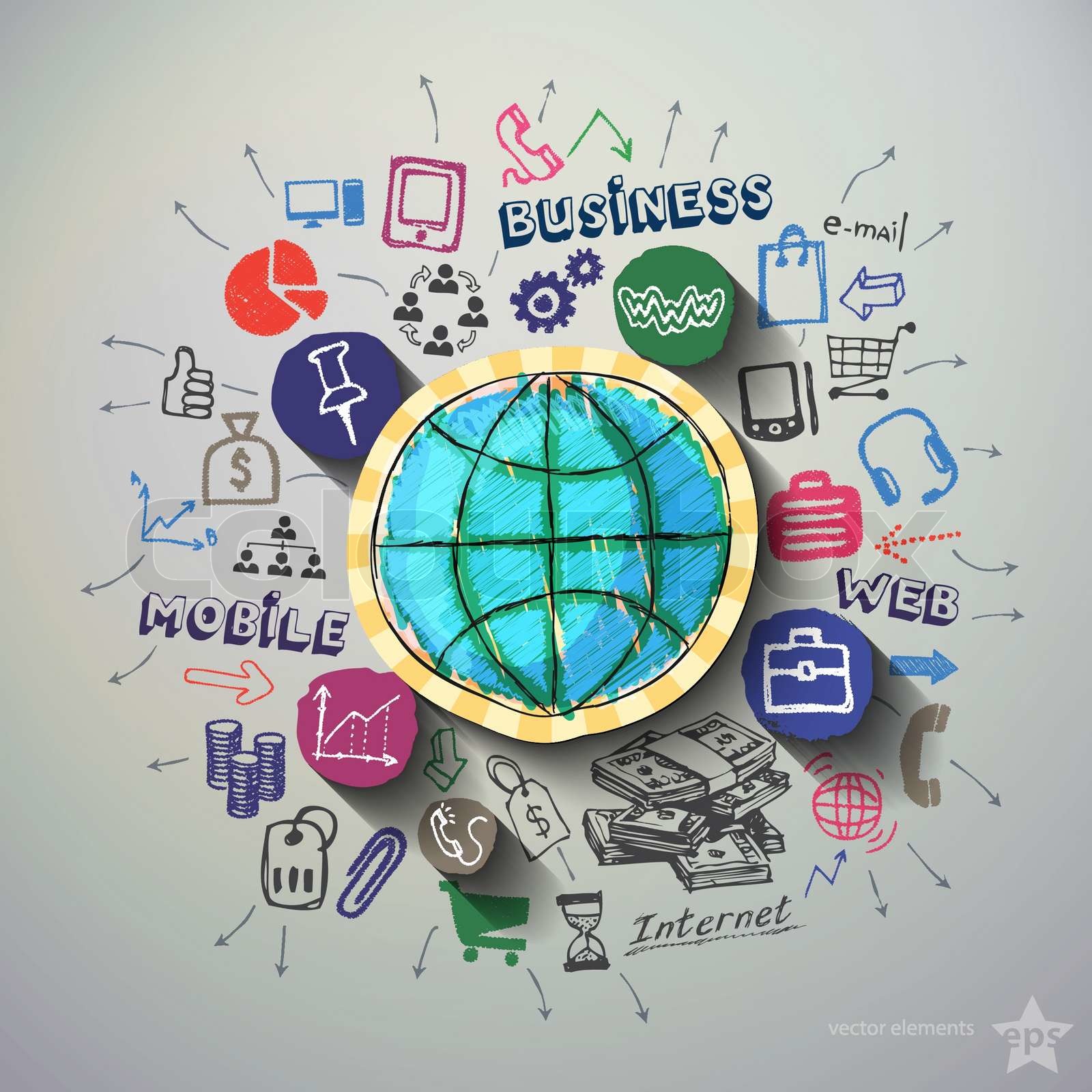 collage, comercialización, fondo Vector de archivo Colourbox