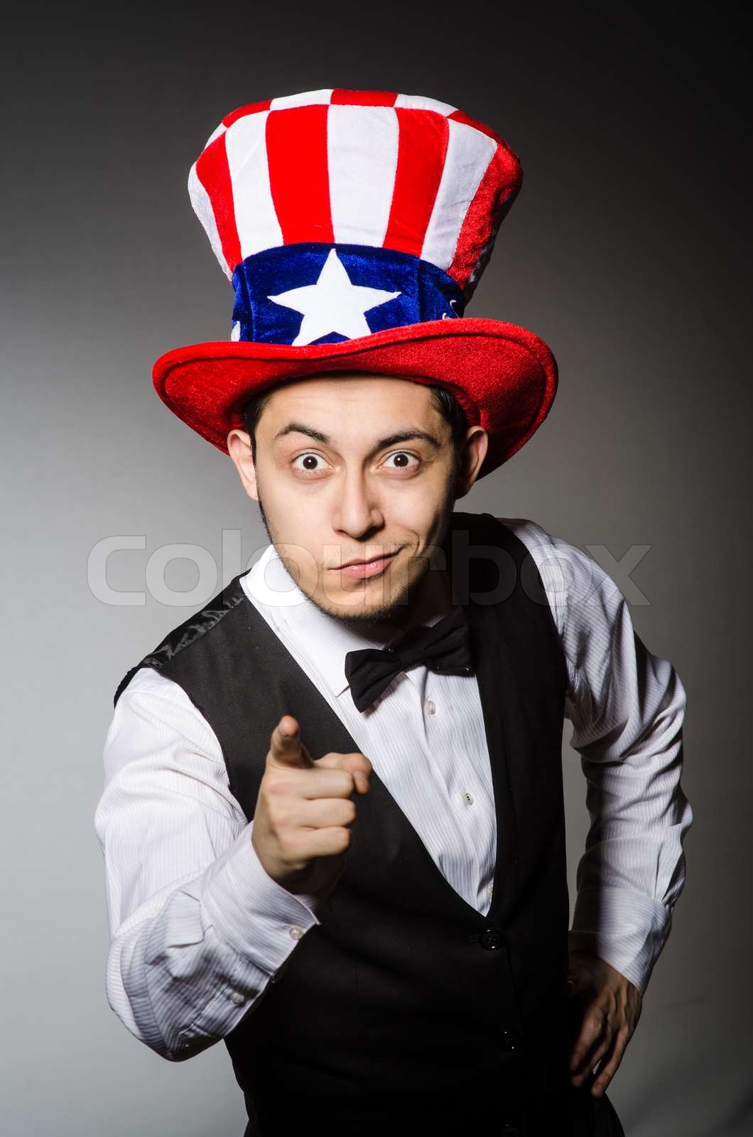 Man With American Hat Wearing Glasses Stock Image Colourbox