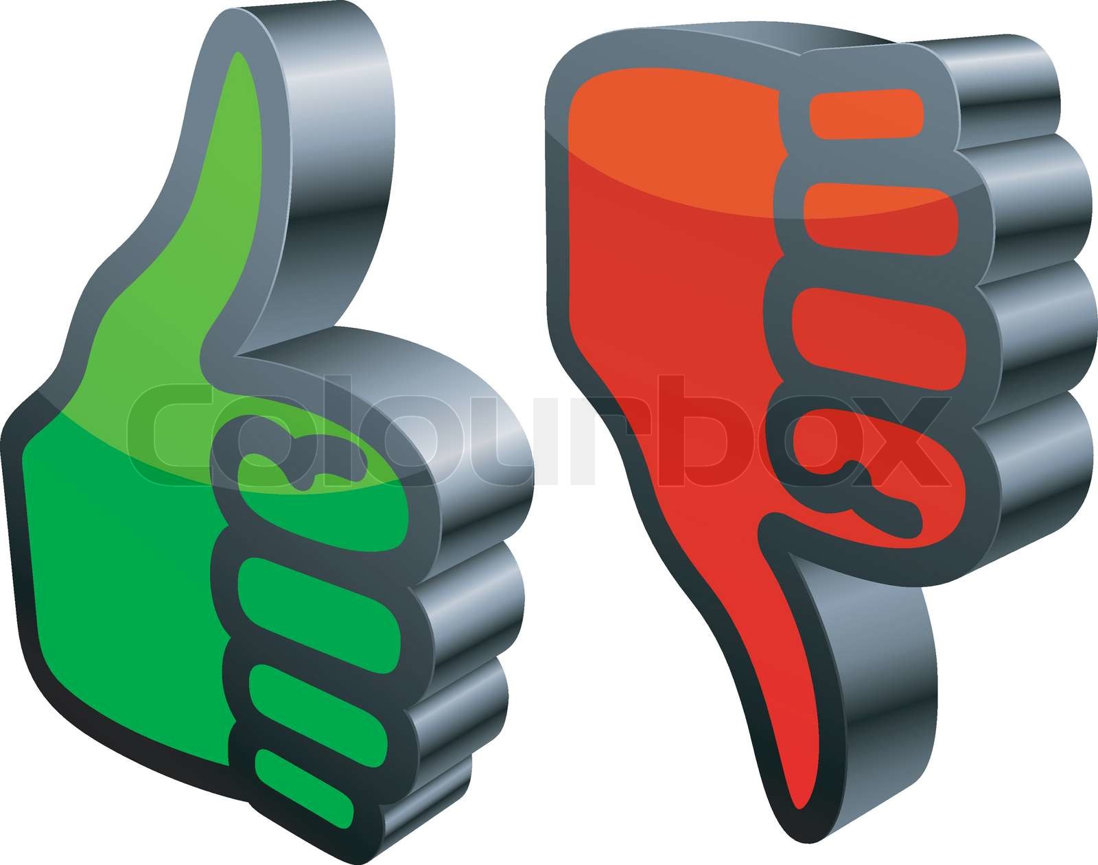 Thumbs up and down. Stock vector Colourbox