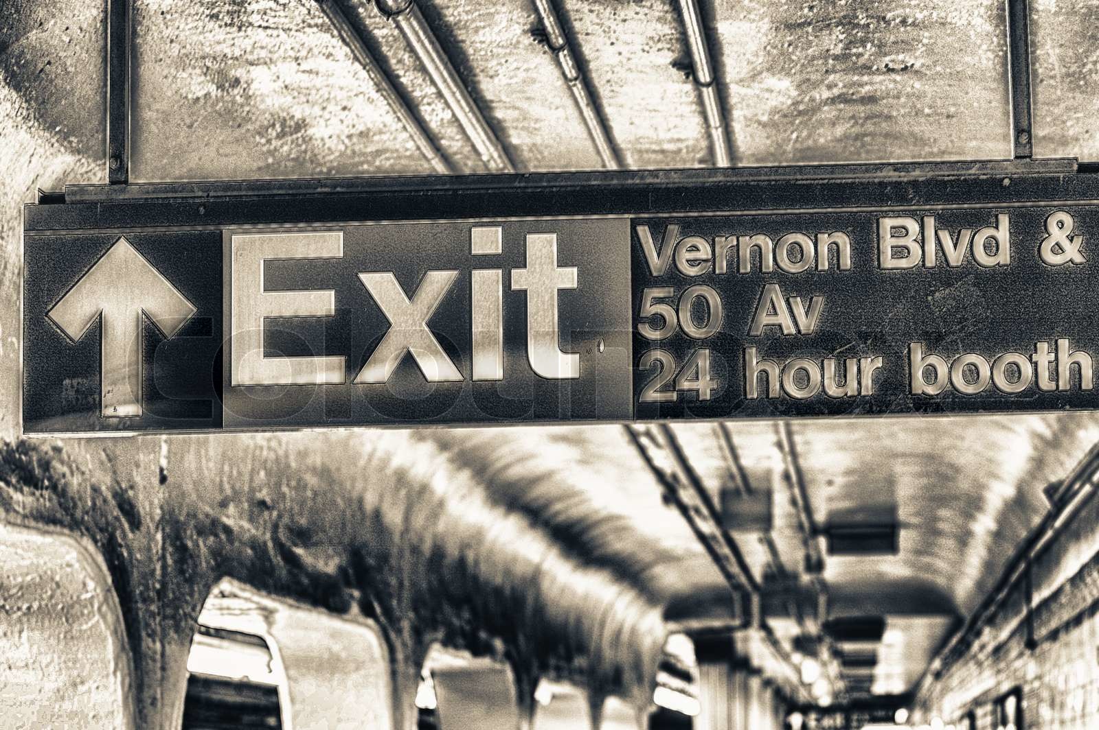 Subway exit sign in New York | Stock image | Colourbox