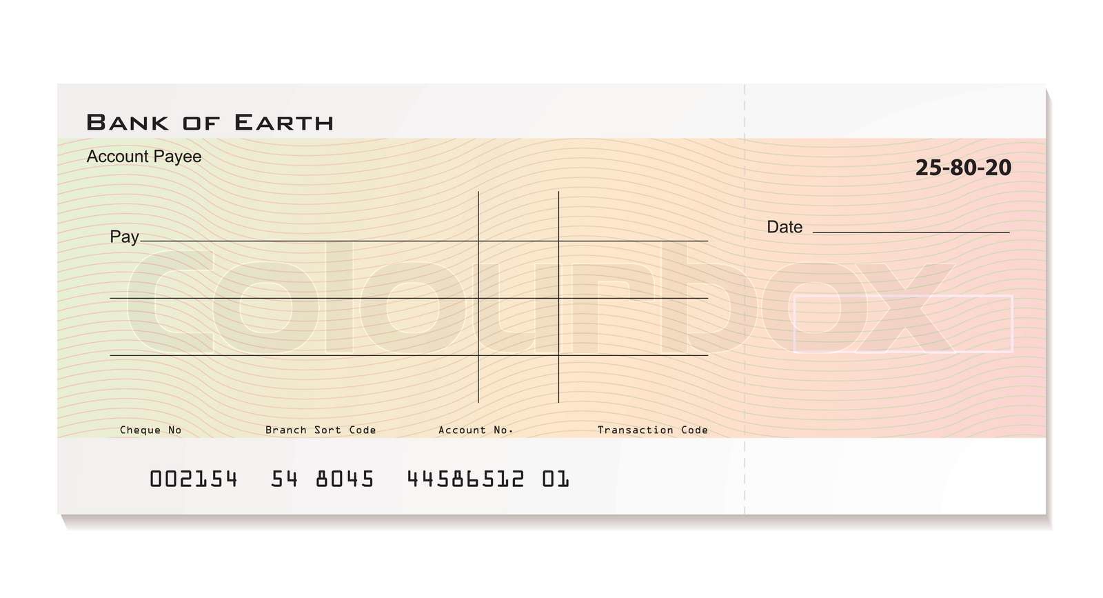 Illustrated bank cheque with room for your own details | Stock vector ...