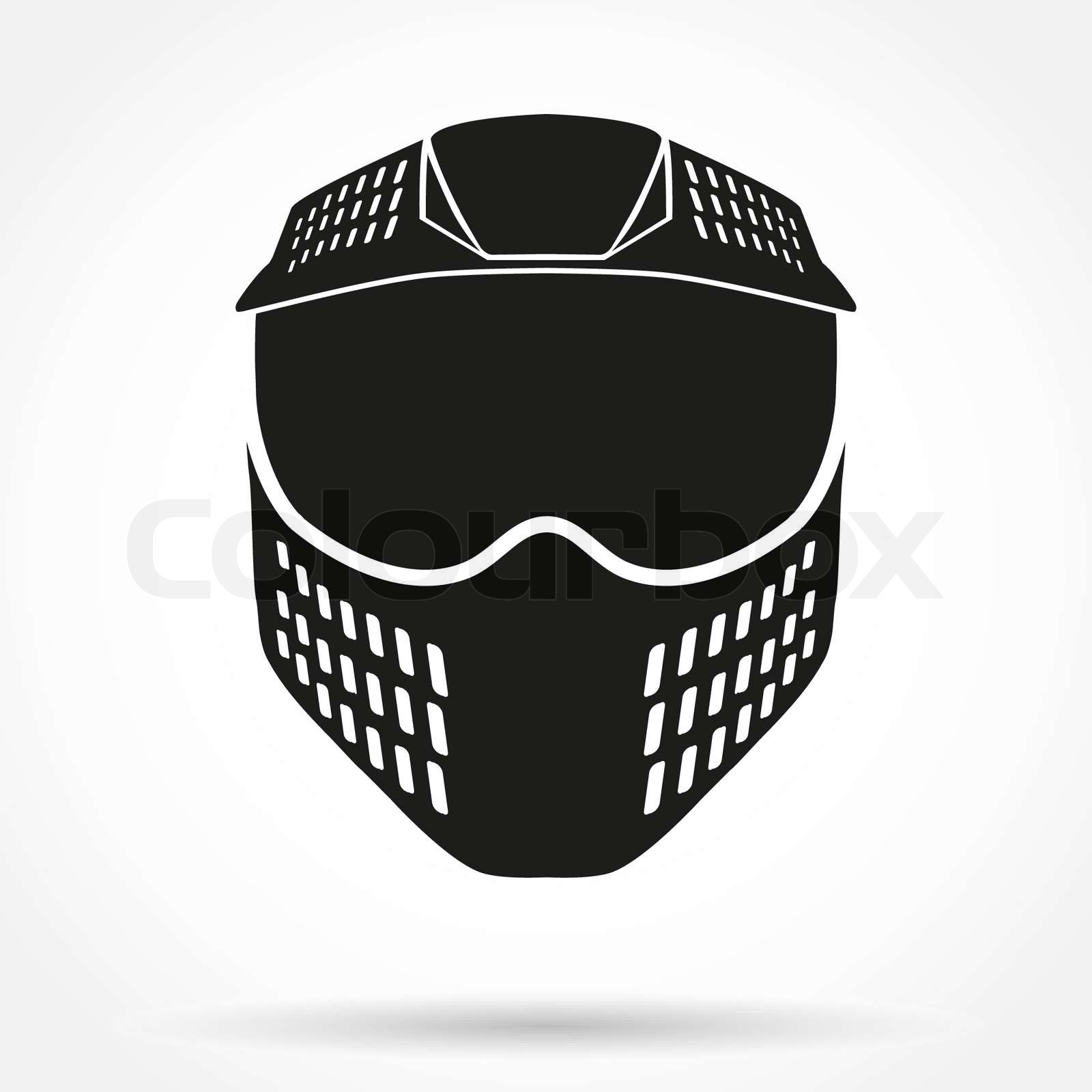 Silhouette symbol of paintball mask with goggles. Original design