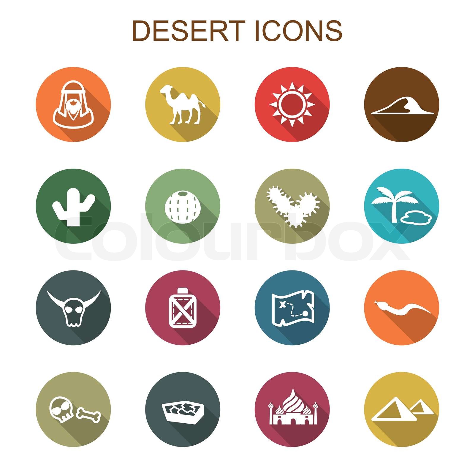 desert long shadow icons | Stock vector | Colourbox