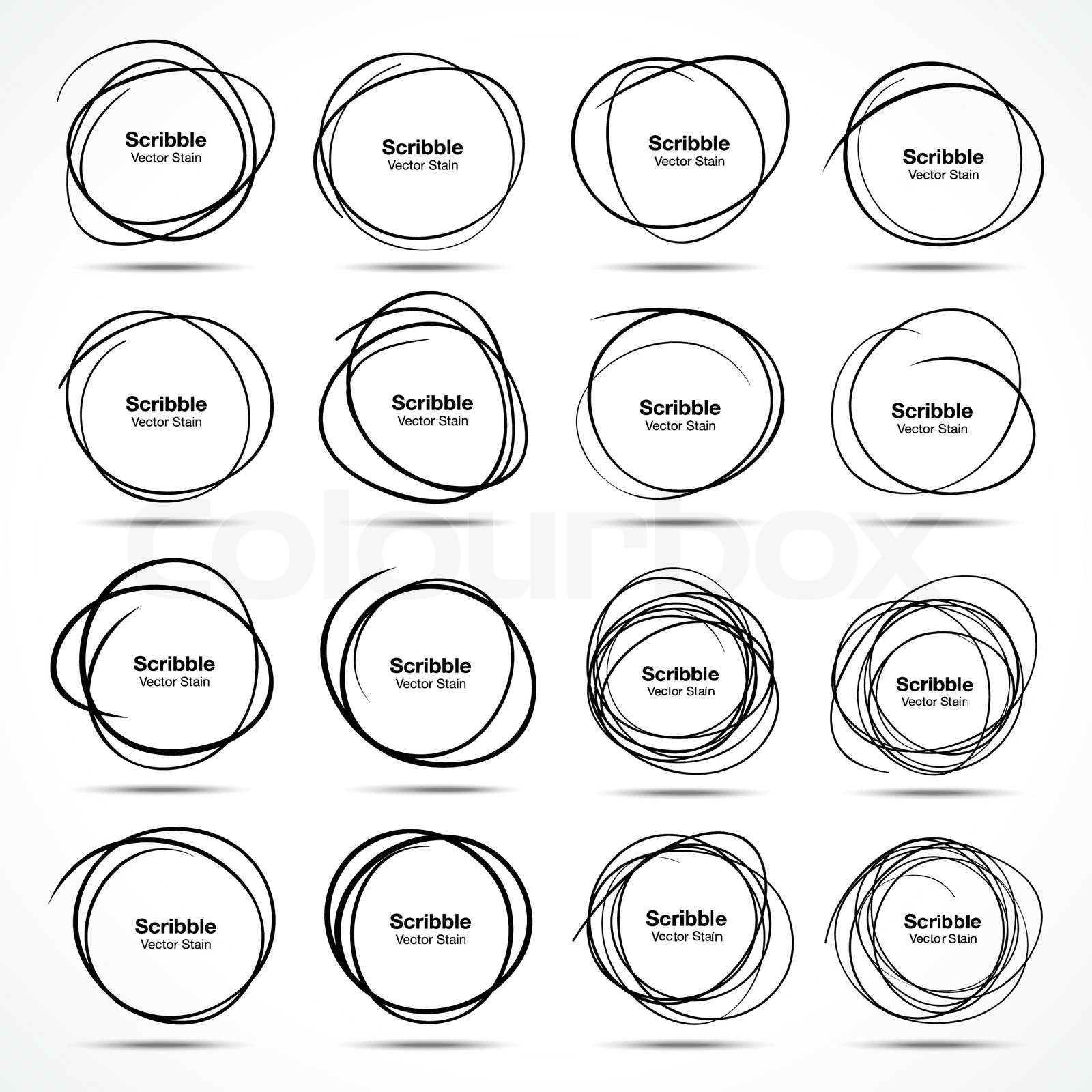 Set of 16 Hand Drawn Scribble Circles Stock vector Colourbox