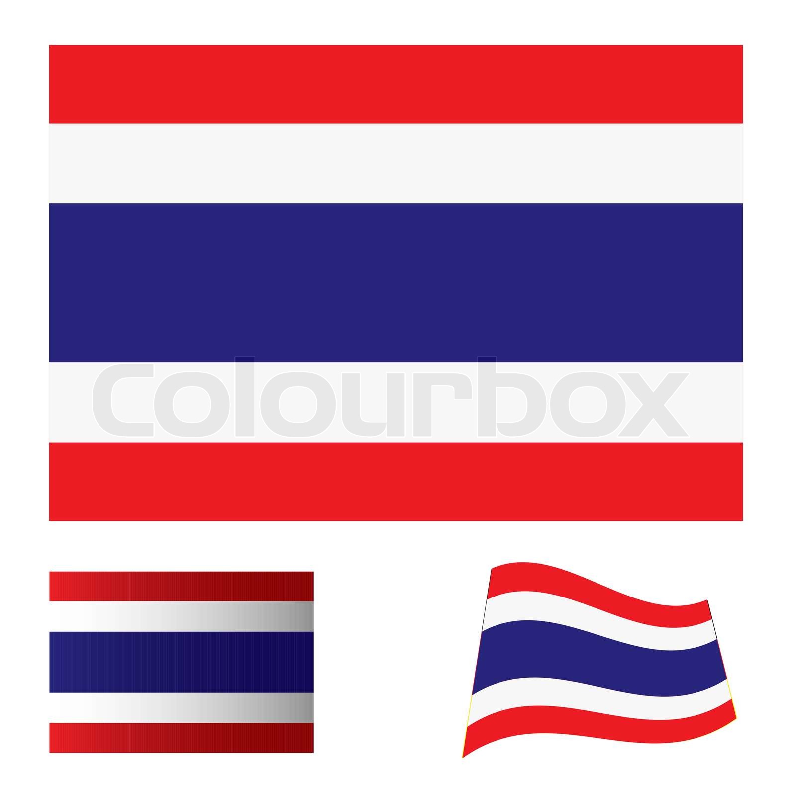 illustrierte Sammlung von Flag Symbolsatz für thailand StockVektor