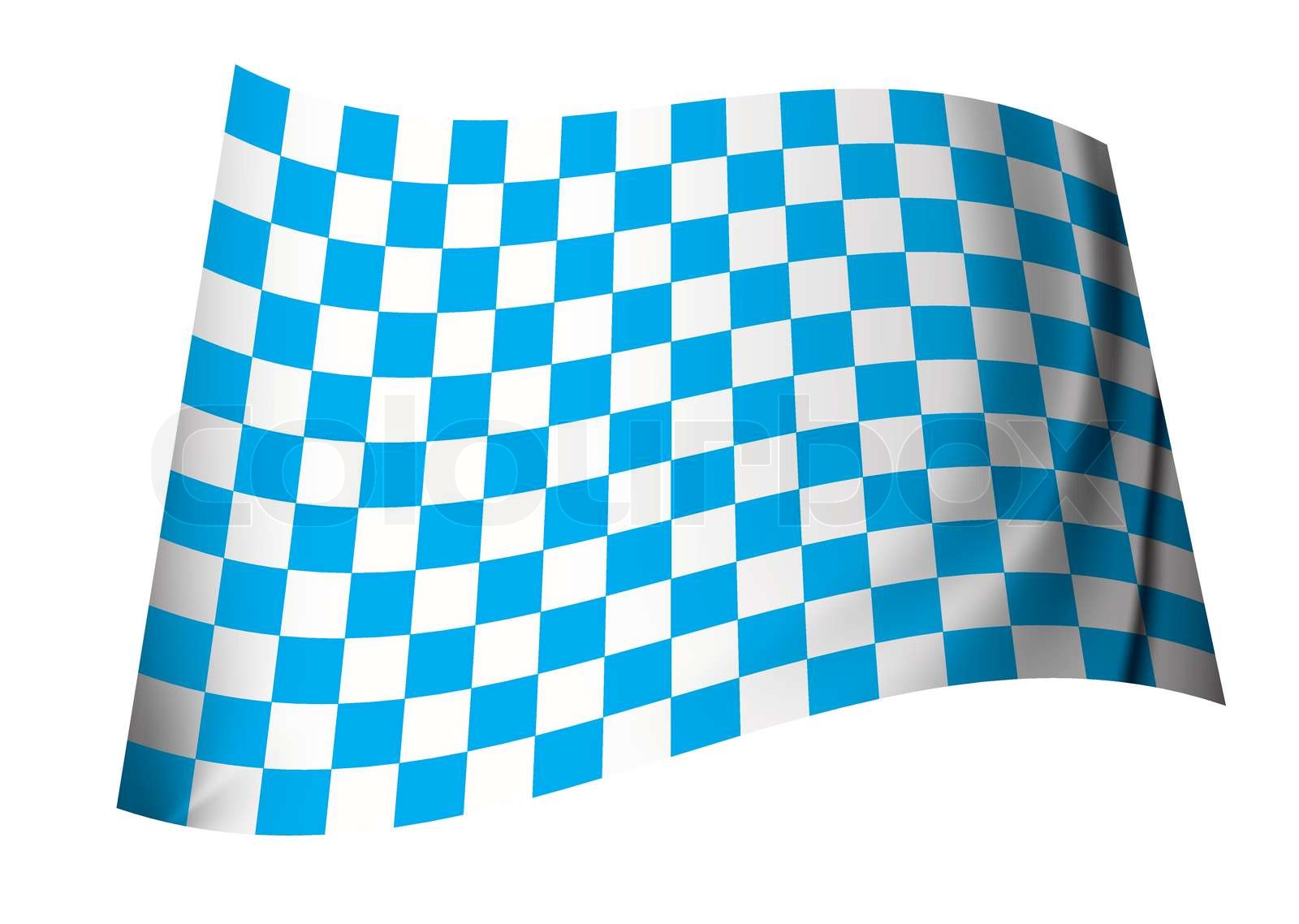 blaue und weiße Motorsport inspiriert Zielflagge Symbol StockVektor