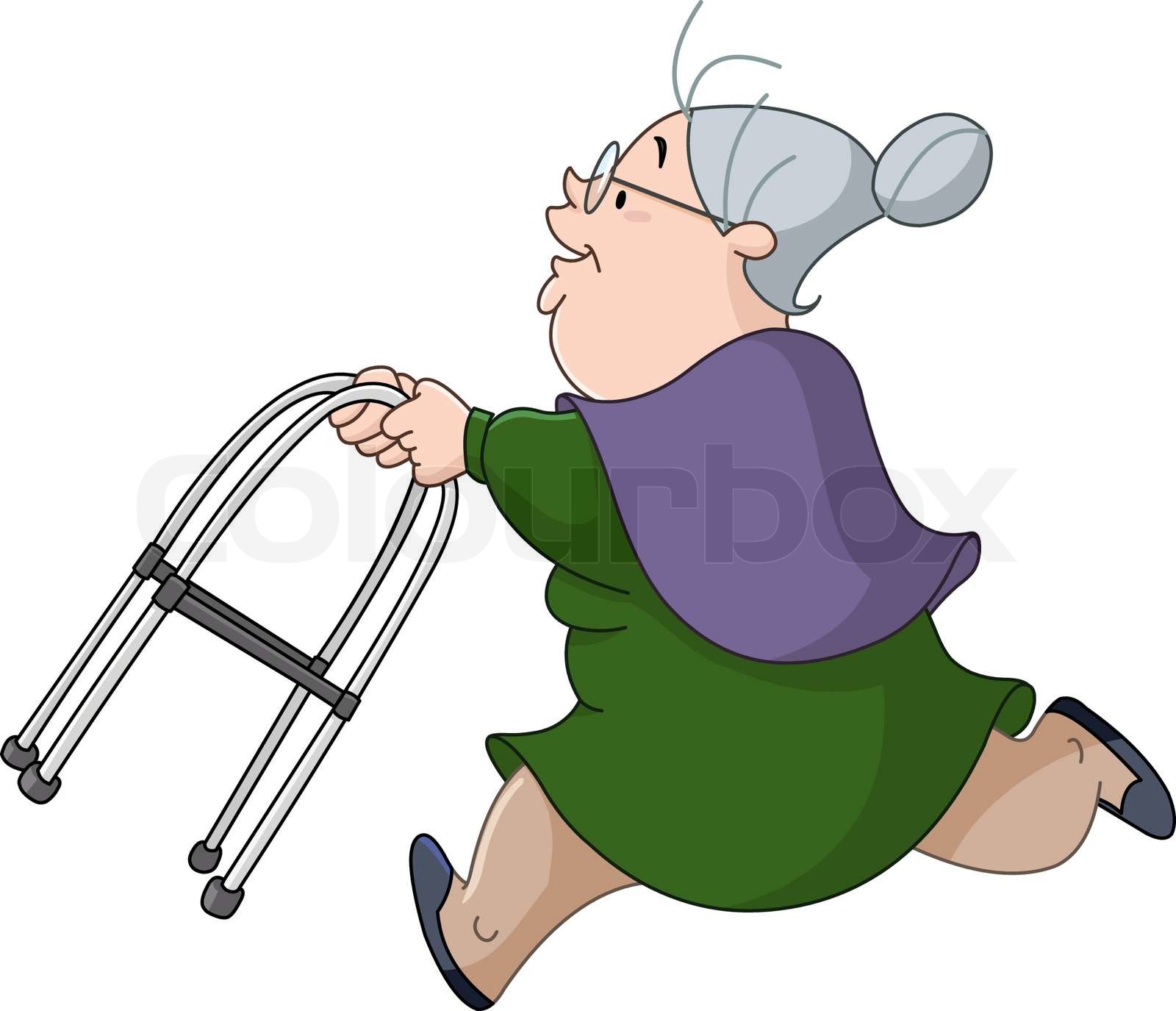 Old Woman Running With Walker Stock Vector Colourbox Old Woman Running With Walker Stock Vector Colourbox