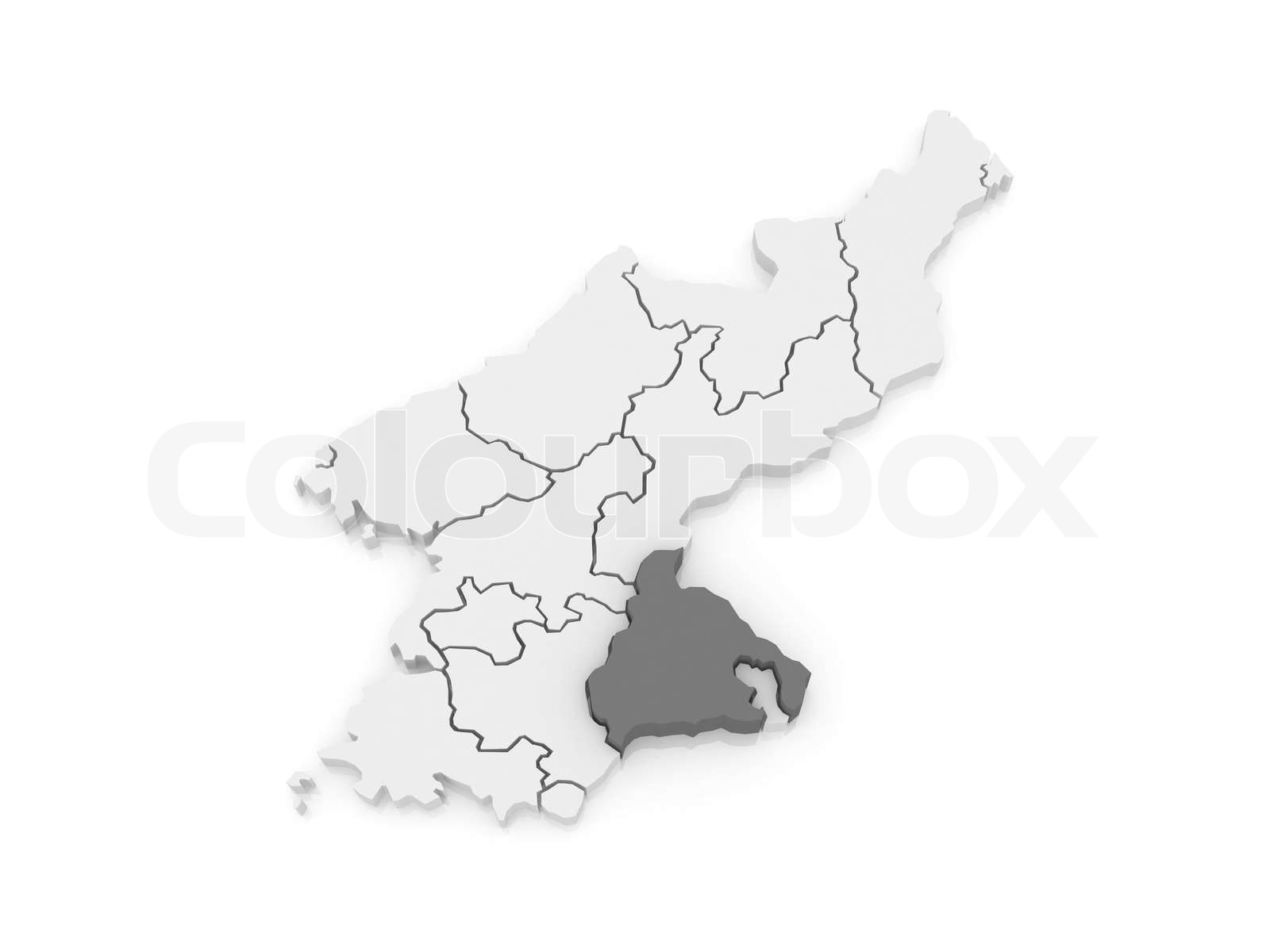 Map of gangwon north korea stock image colourbox