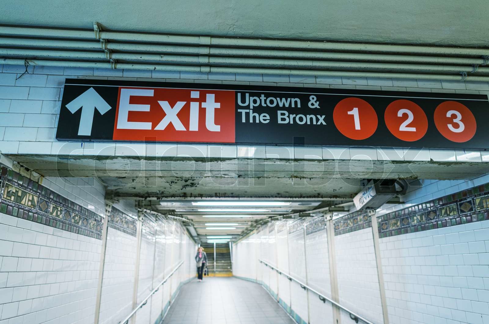 Exit sign in New York City subway | Stock image | Colourbox