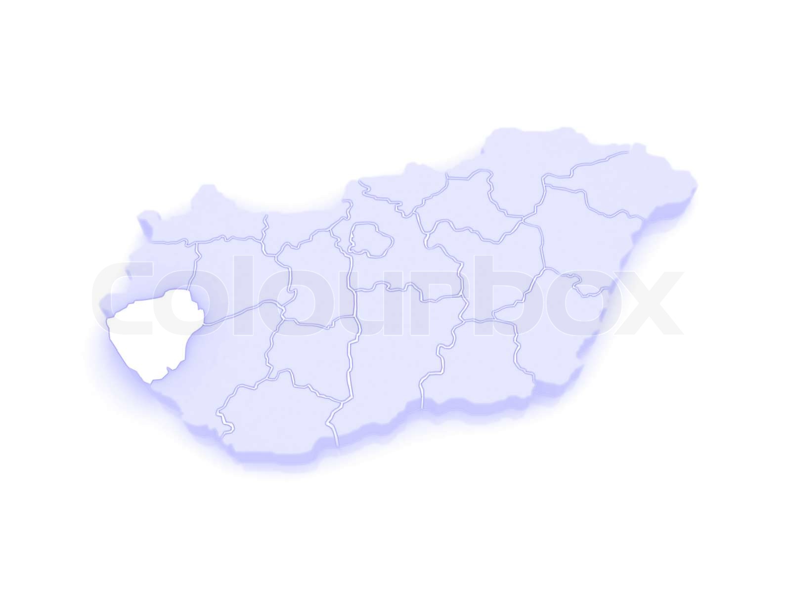Map of Zala. Hungary. Stock image Colourbox