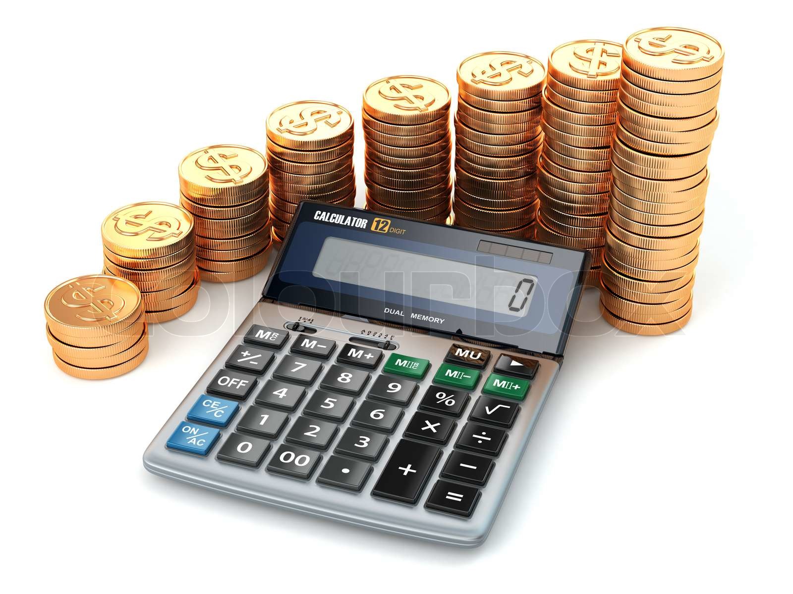 Financial Concept Calculator And Gold Coins Stock Image Colourbox