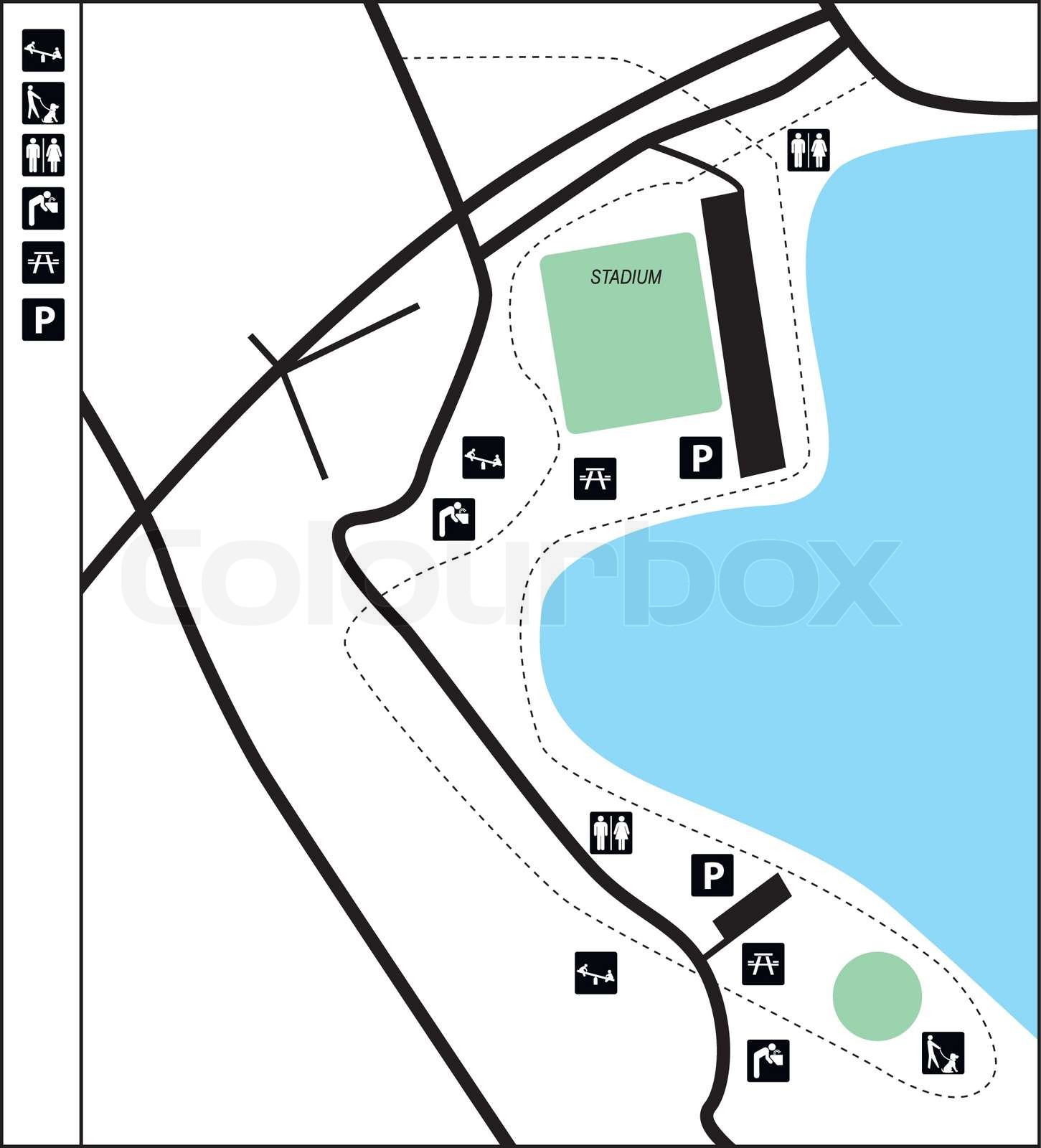 Example mapping of parkland Stock vector Colourbox