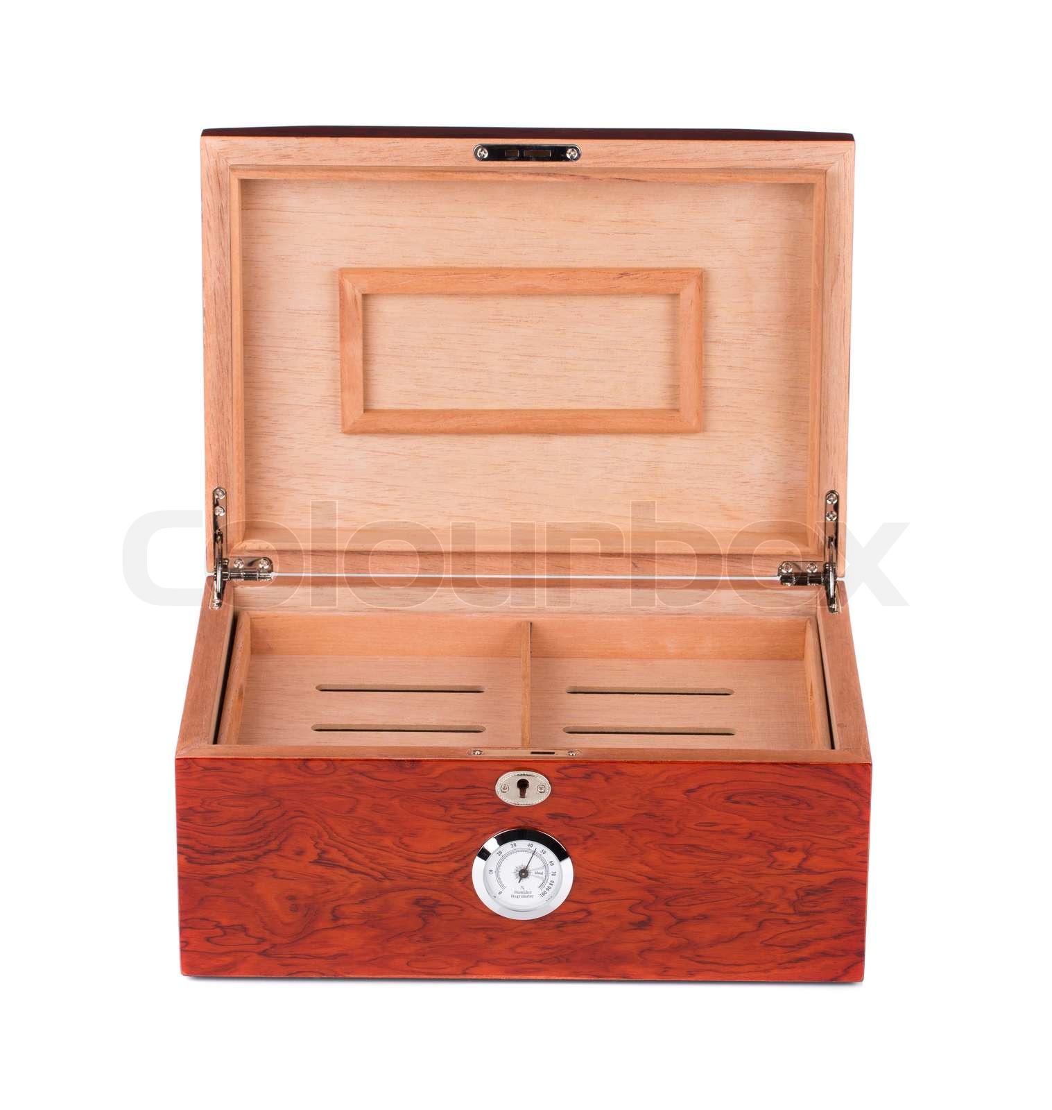 Opened humidor Stock image Colourbox