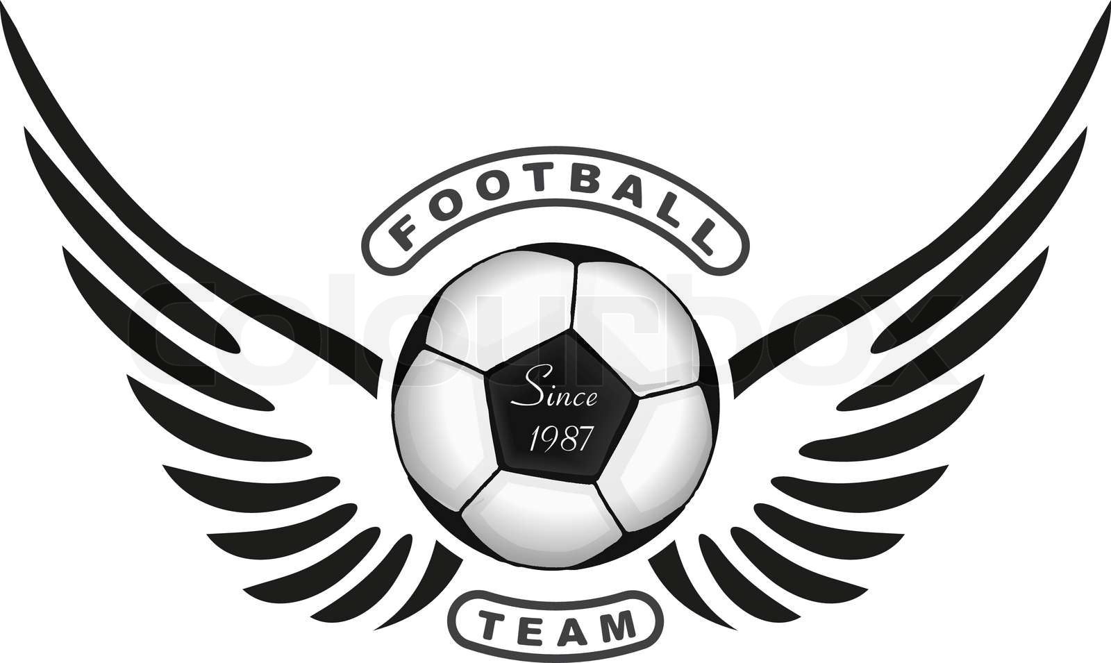Football team since 1987 design with wings and ball for emblem or logo