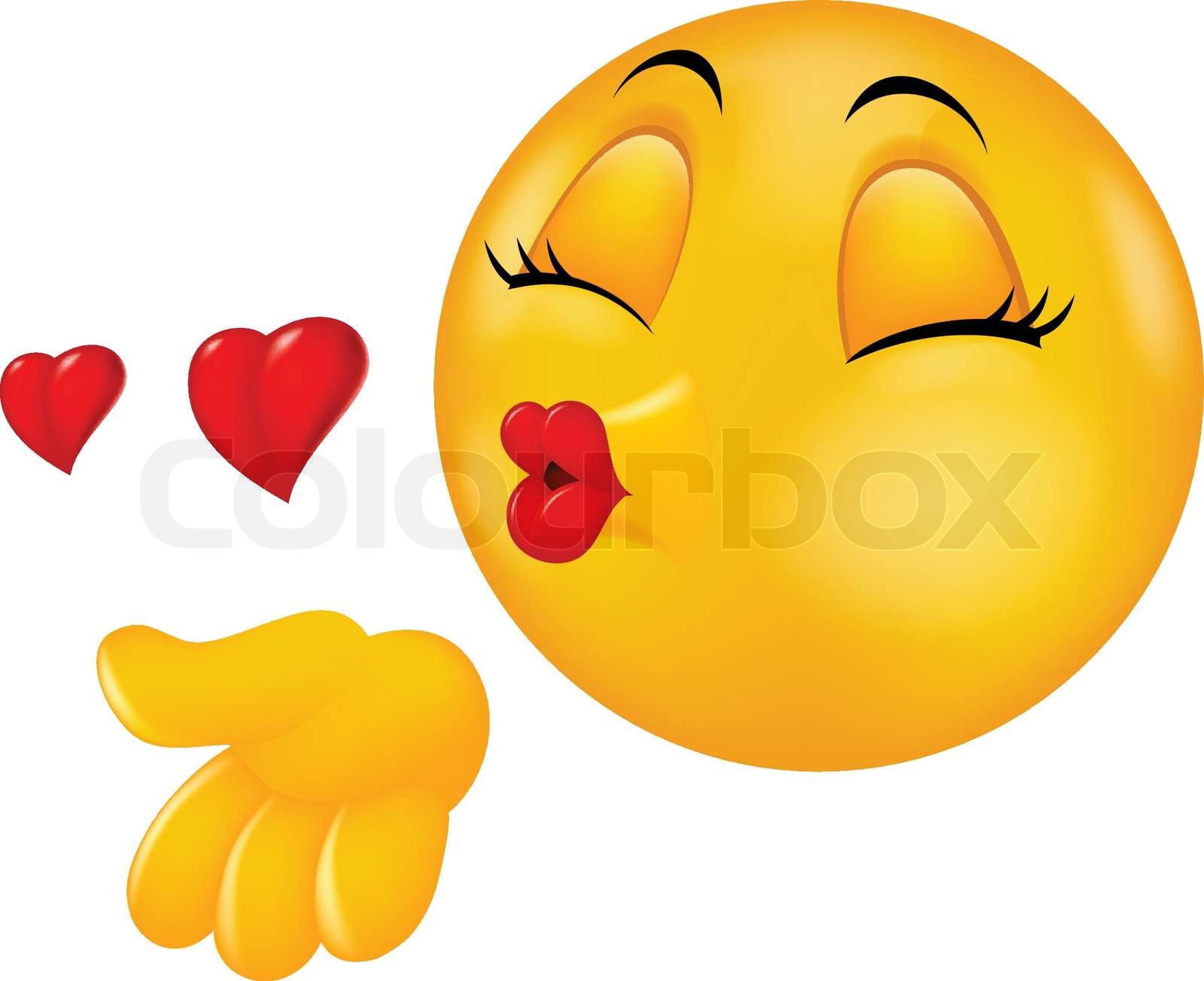 Cartoon Round Kissing Face Emoticon Making Air Kiss Stock Vector