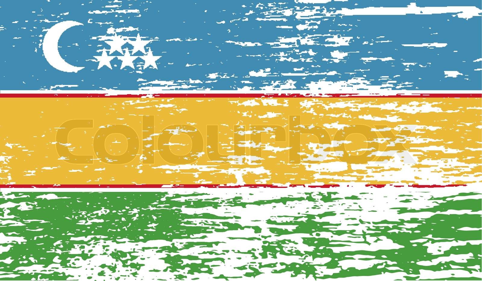 Flag of Karakalpakstan with old texture. Vector | Stock vector | Colourbox