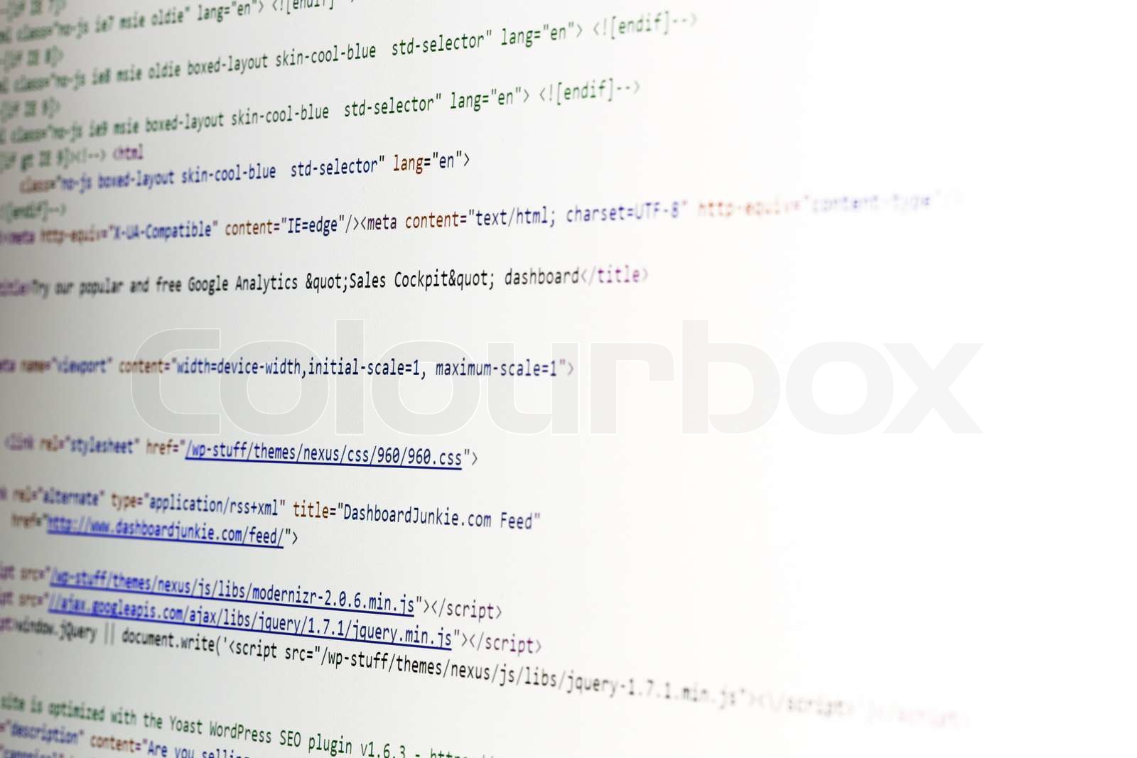HTML code on computer monitor | Stock image | Colourbox