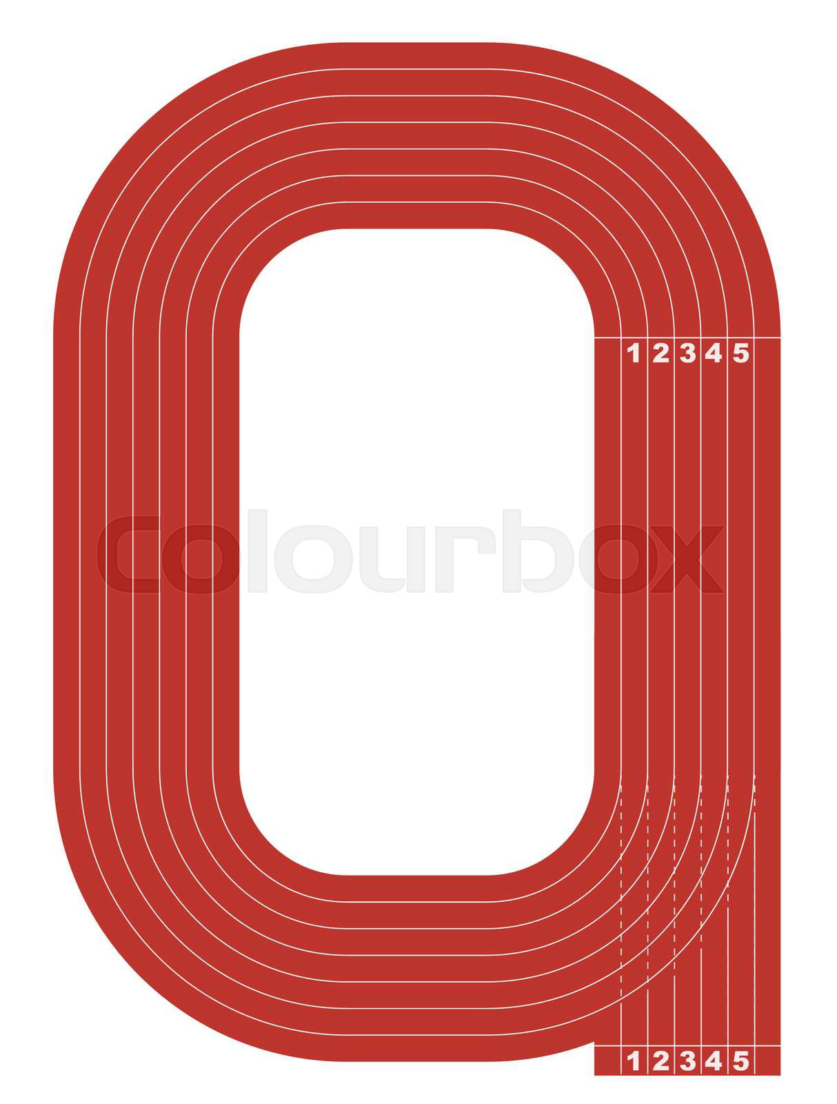 Sample athletics track field in a simple outline. | Stock vector