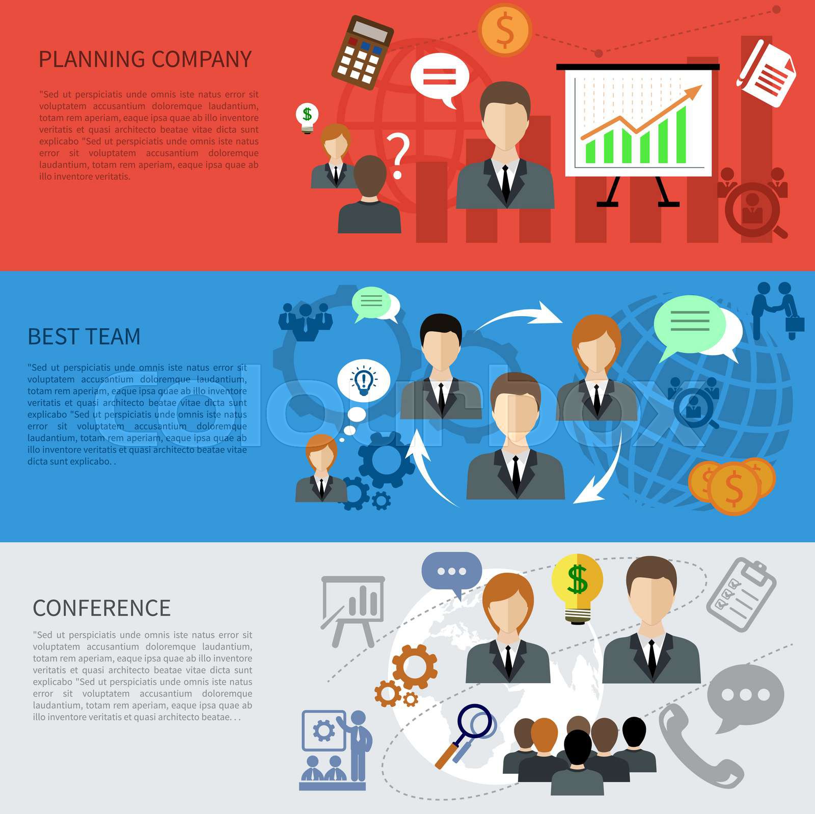 Best team, planning company and conference | Stock vector | Colourbox
