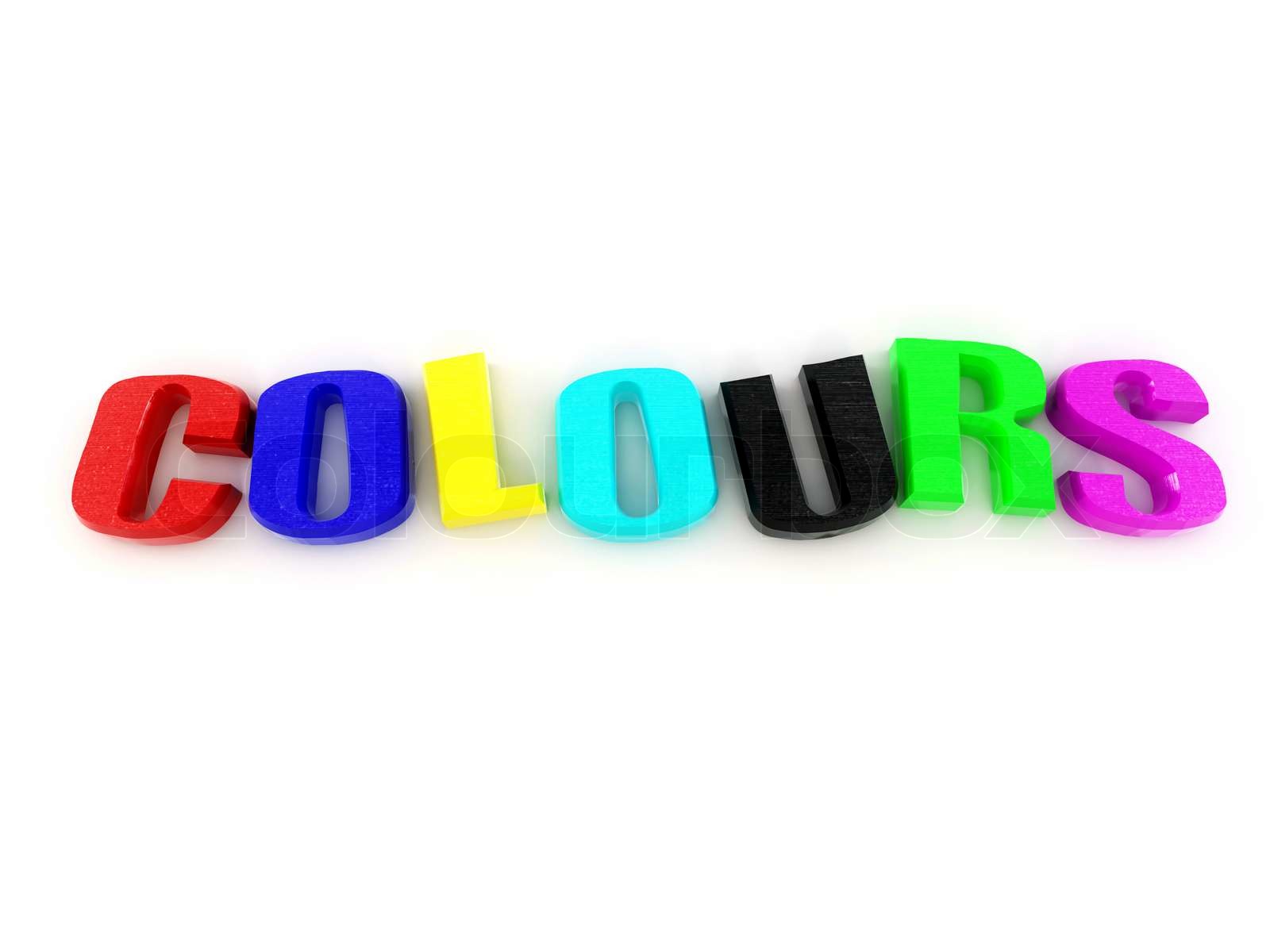 word colours from of the letters in different colors. 3d | Stock image ...