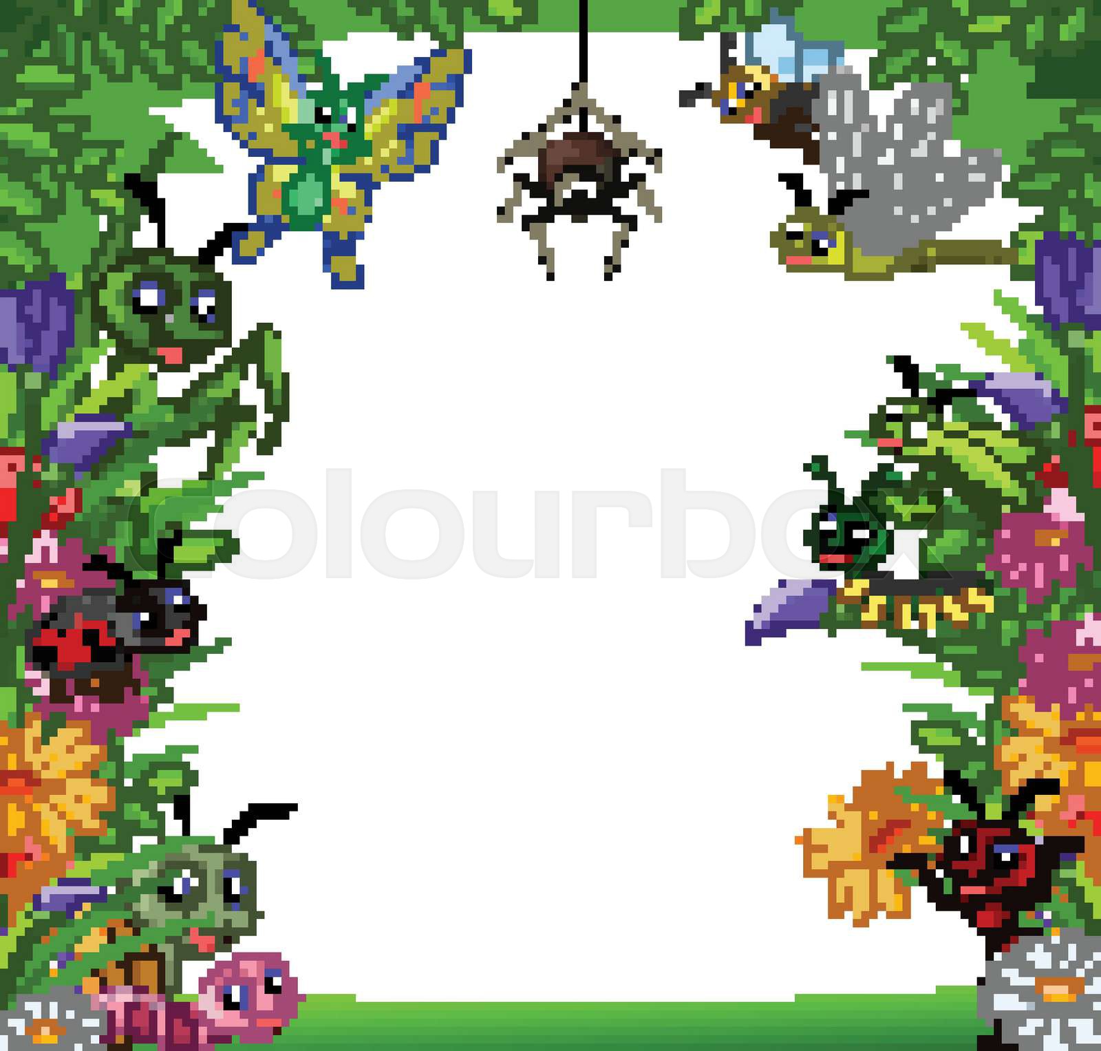 cute collection of insects in the flower garden | Stock vector | Colourbox