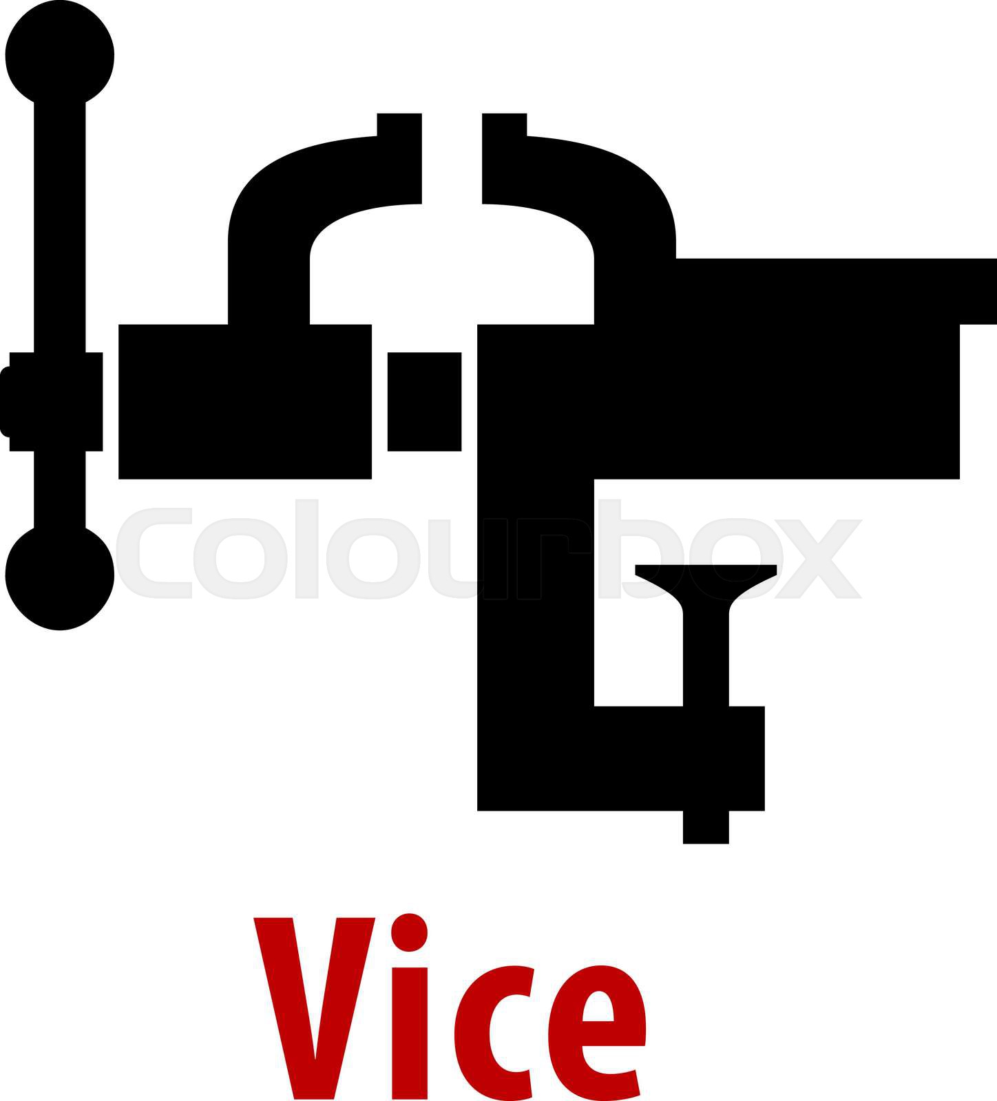 Vice tool icon with text | Stock vector | Colourbox