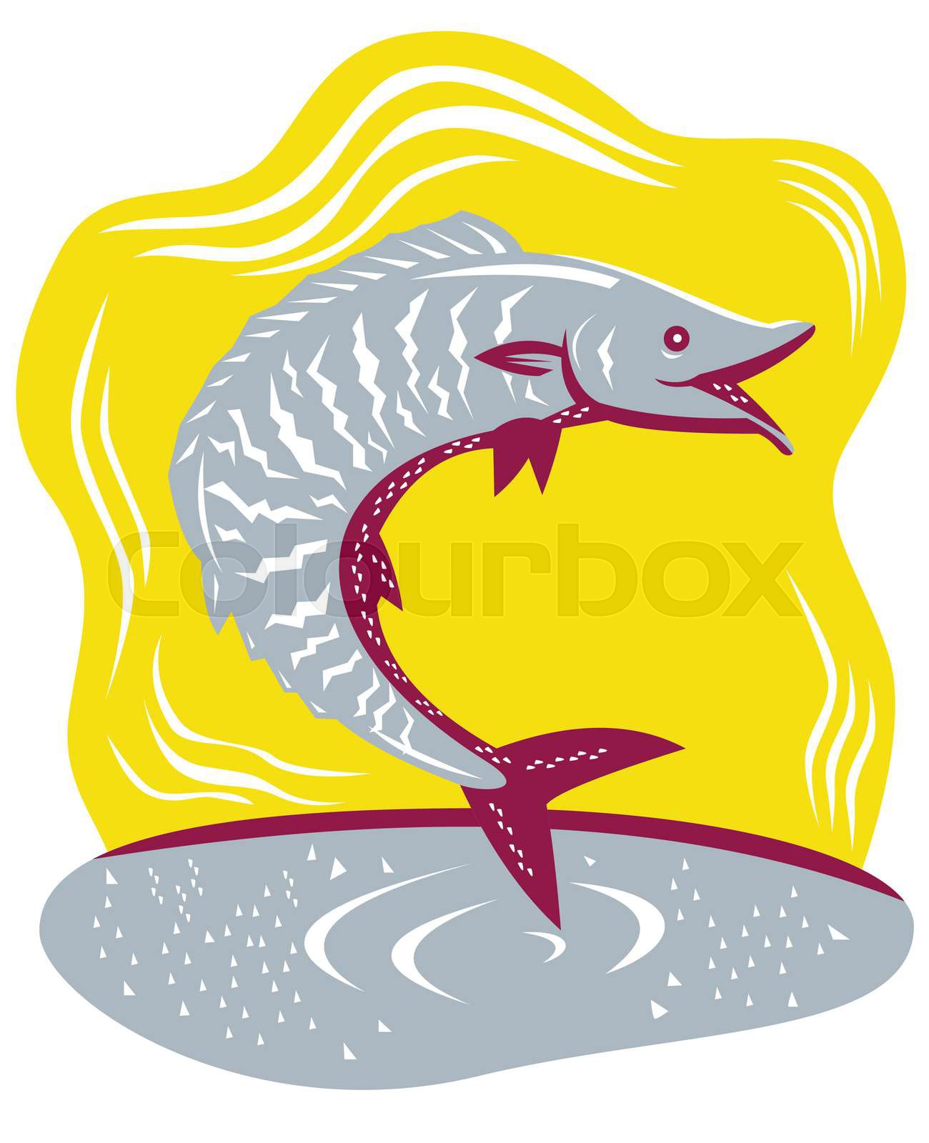 Wahoo Fish Jumping Retro Stock vector Colourbox