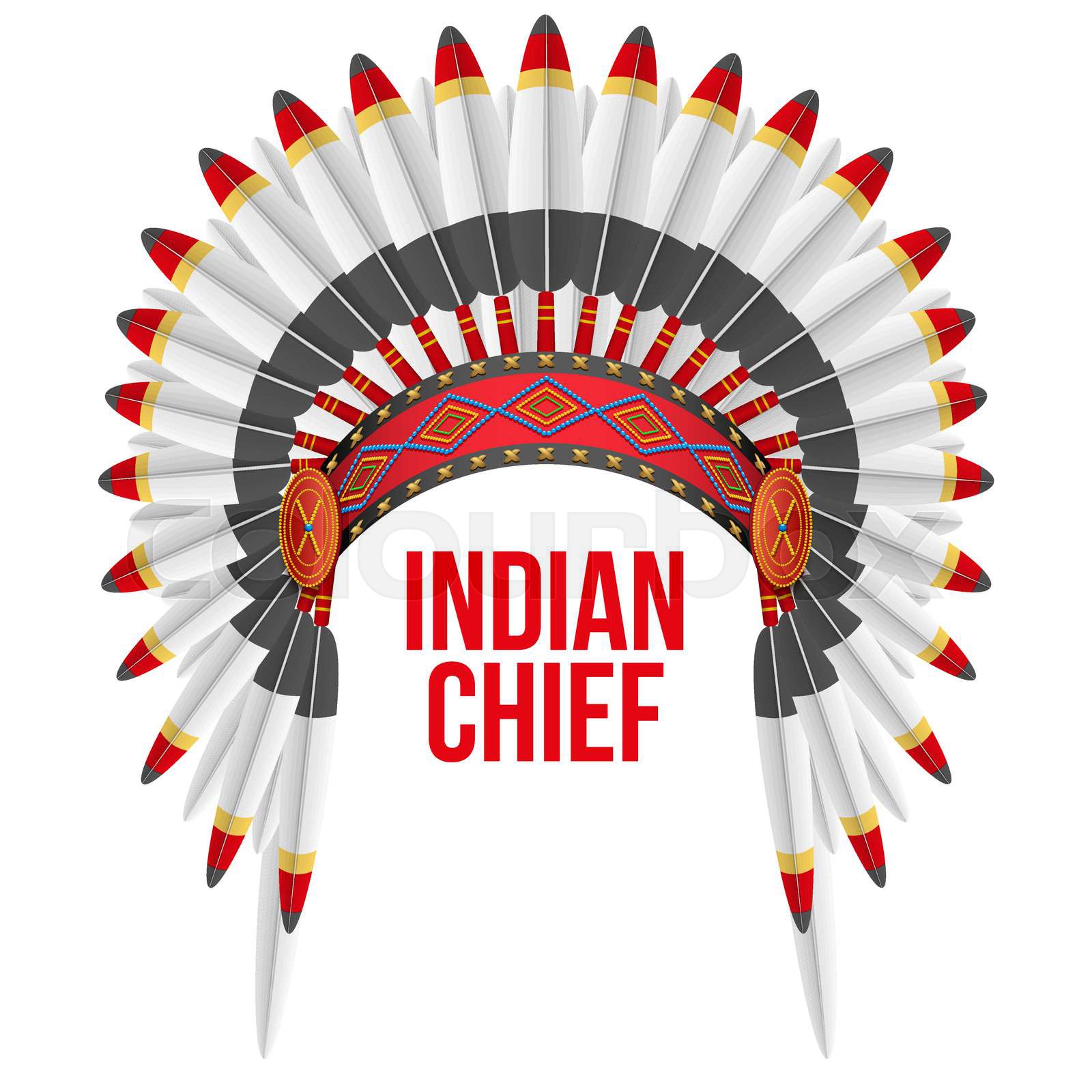 Indian chief hat with plumage. Front view. Stock image Colourbox