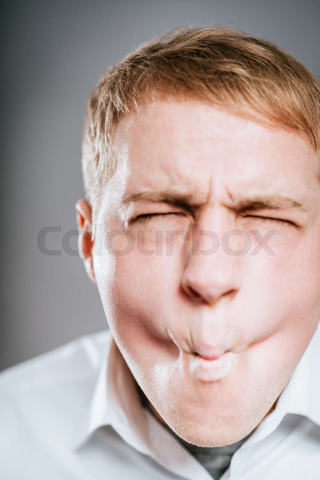 Stressed Businessman Crazy Face Expression Isolated Stock Image