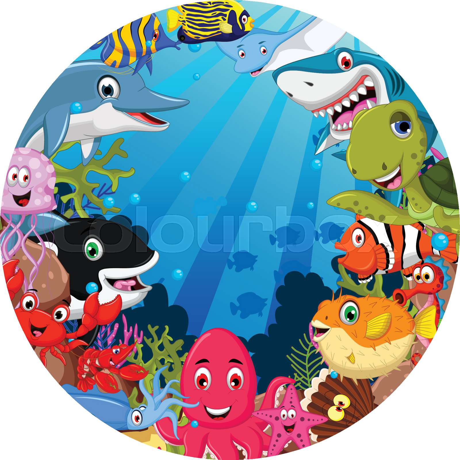 funny sea animals cartoon set | Stock vector | Colourbox