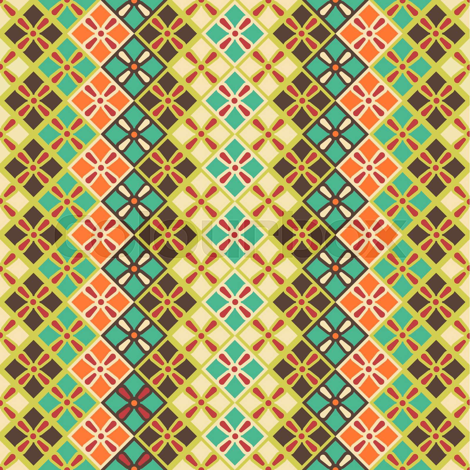 seamless pattern of squares in vintage style | Stock vector | Colourbox