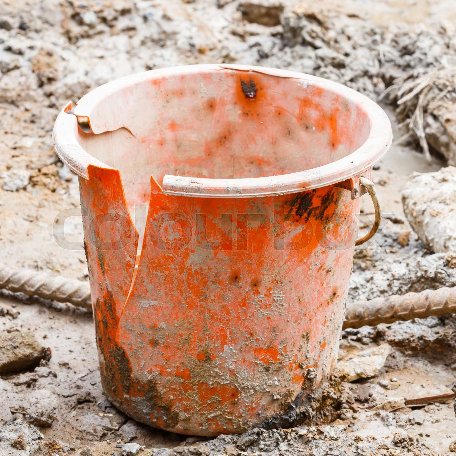 Cracked plastic bucket Stock image Colourbox