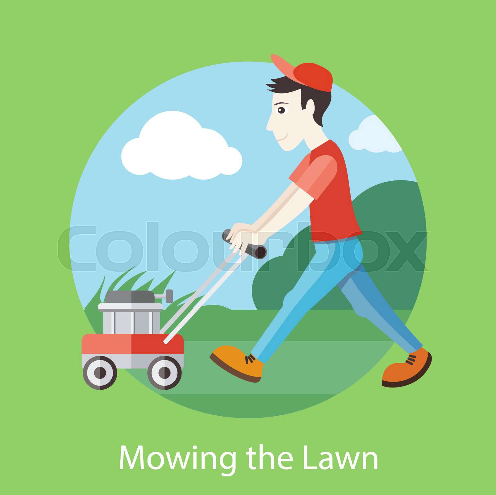 Mowing The Lawn Stock Vector Colourbox