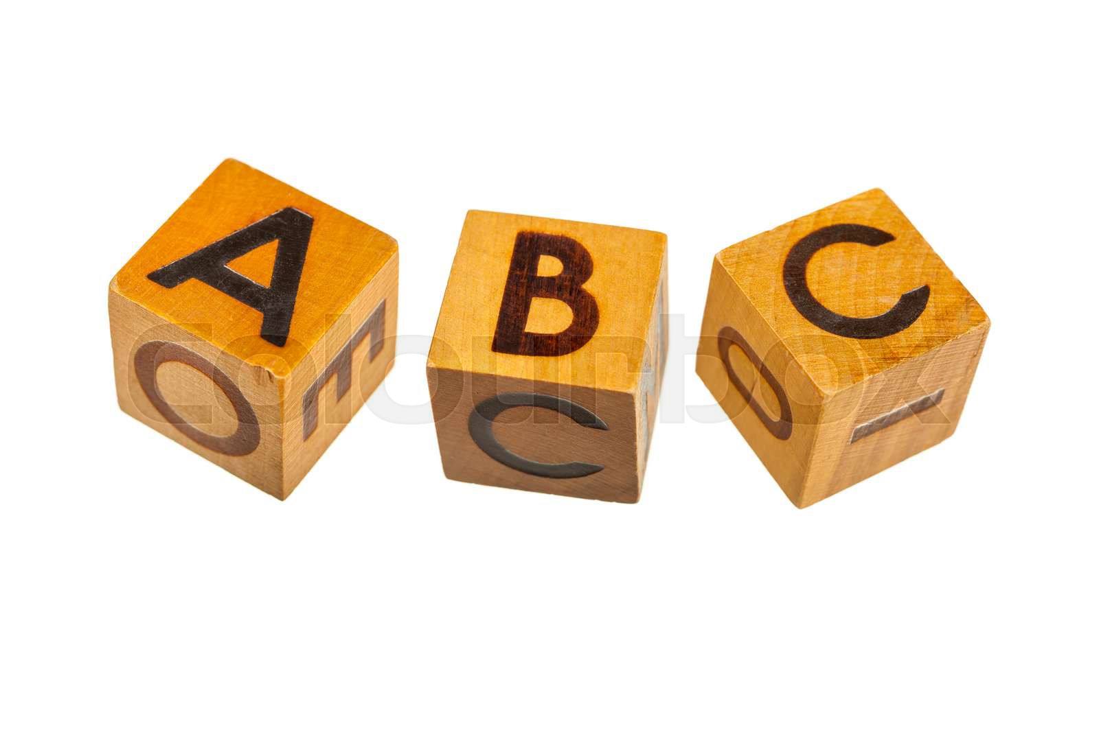 Wooden blocks with capital A, B, C letters | Stock image | Colourbox